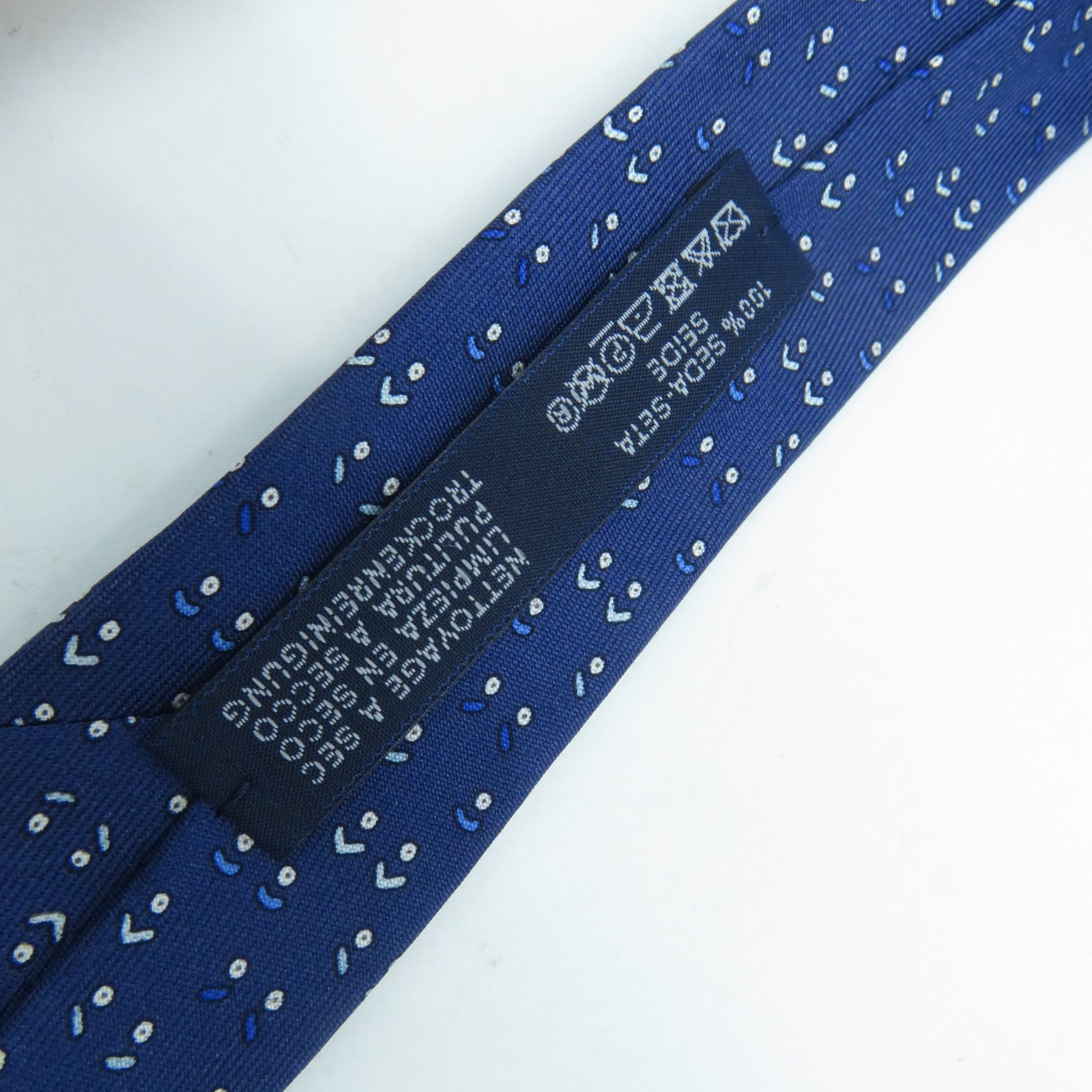 HERMES 【激減優惠】絲質Necktie領帶藍色/白色