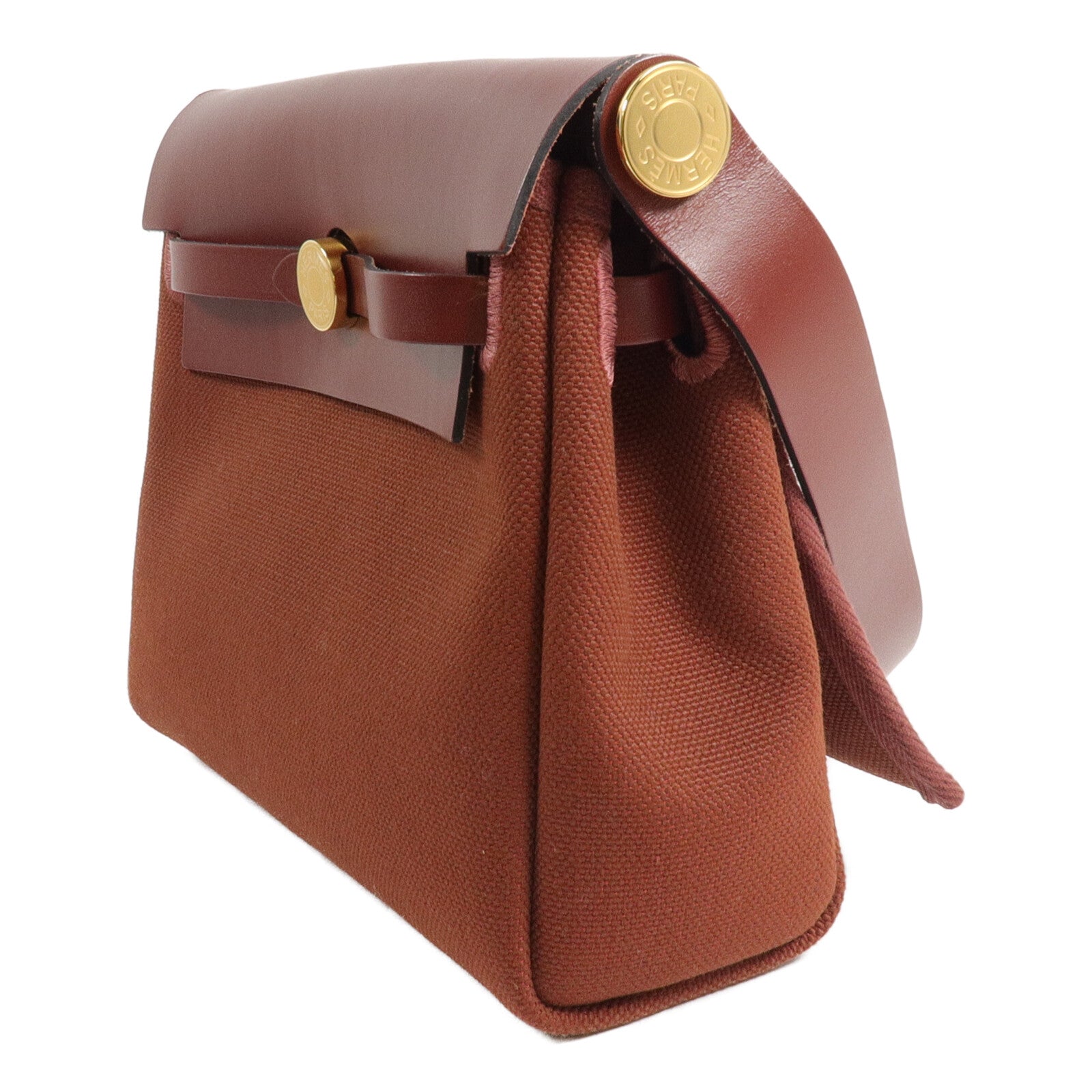 HERMES 帆布/皮革Mini Herbag肩背袋Rouge H
