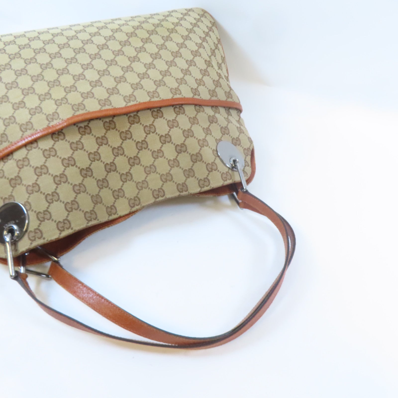 GUCCI 帆布Shoulder Bag銀扣肩背袋啡色