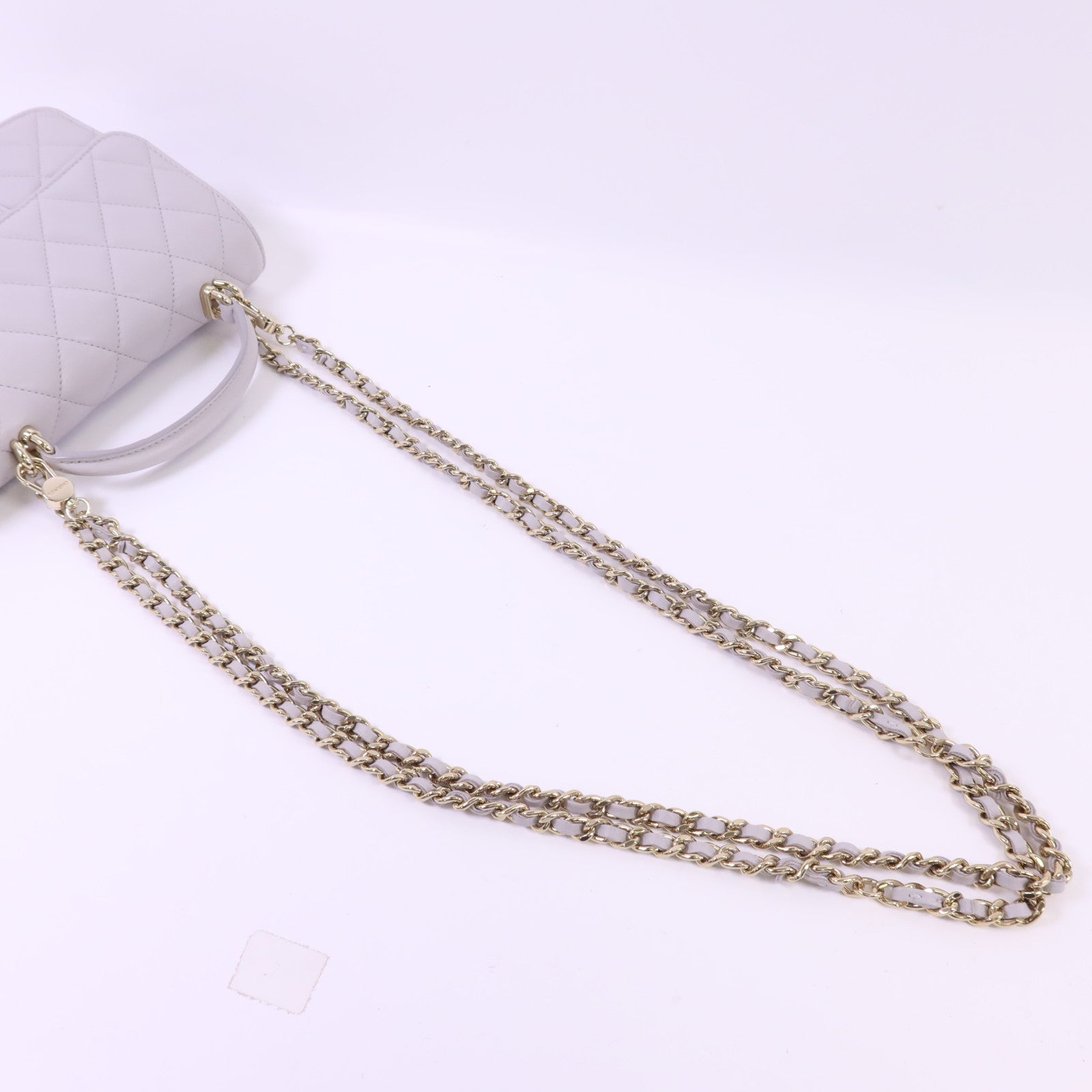 CHANEL 羊皮皮革Mini Flap Bag With Top Handle金扣手挽肩背兩用袋