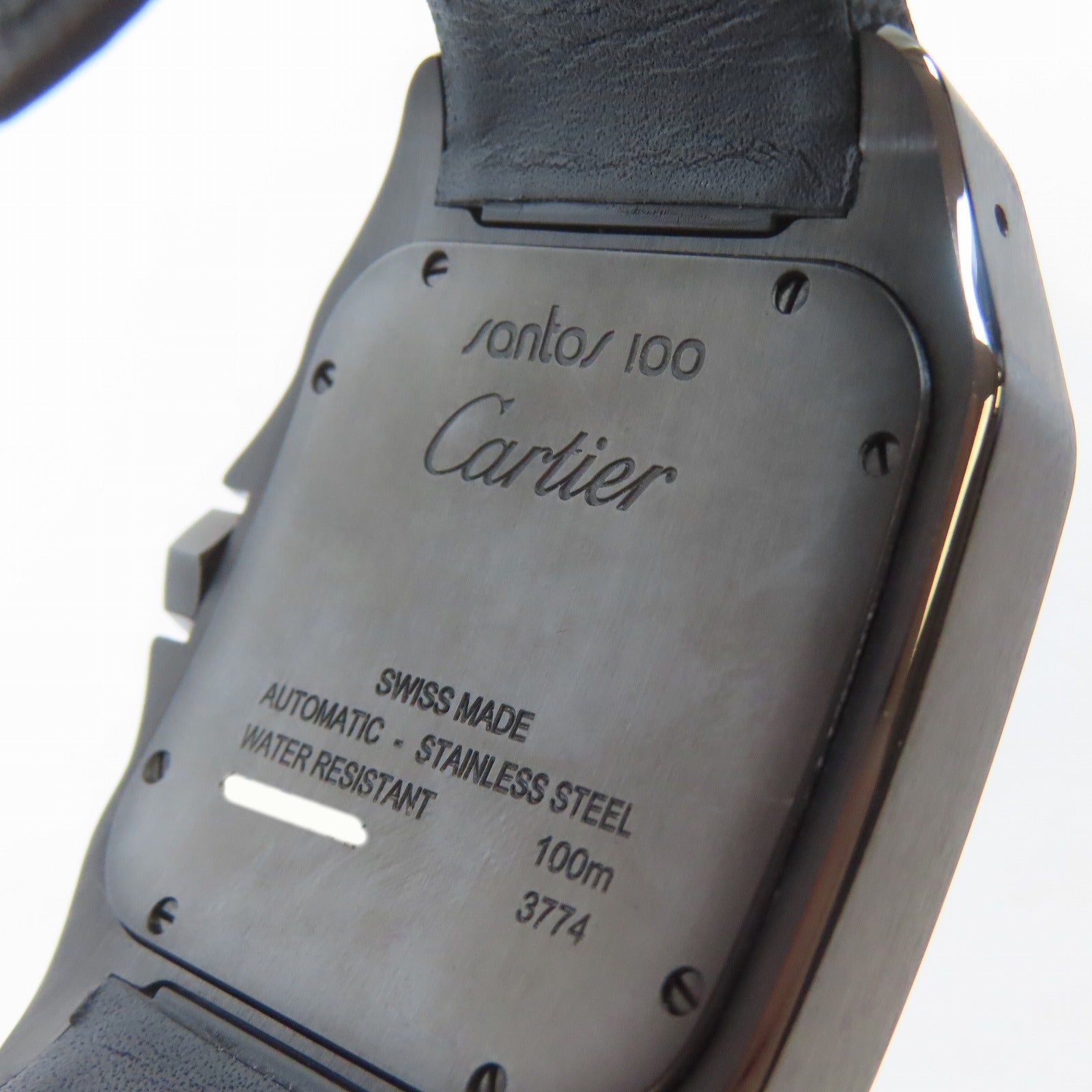 CARTIER Santos 100不鏽鋼手錶自動機芯黑色#15.75cm