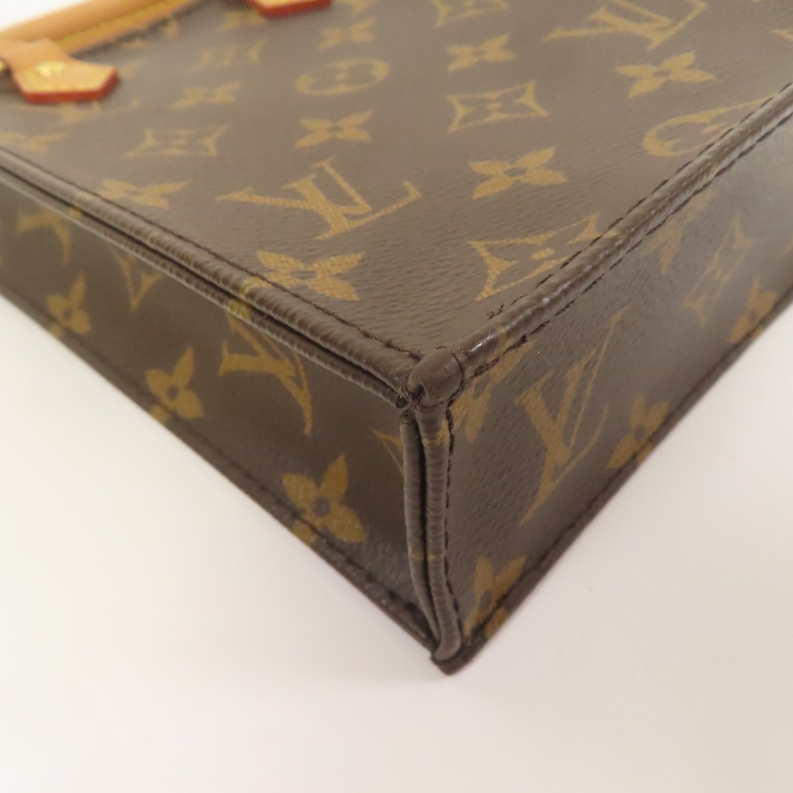 LOUIS VUITTON Monogram Petit Sac Plat金扣手挽肩背兩用袋棕色