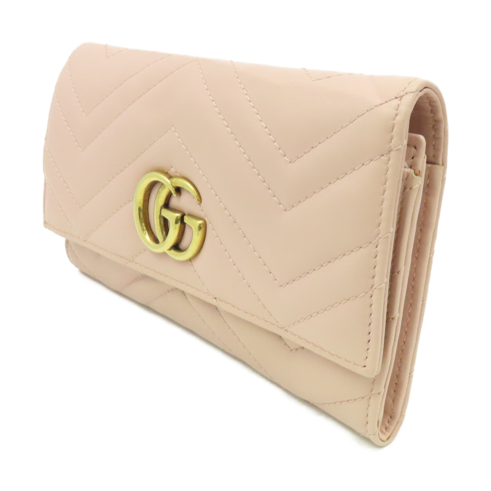 GUCCI 【清倉大減價】牛皮皮革GG Marmont Long Wallet長錢包粉紅色