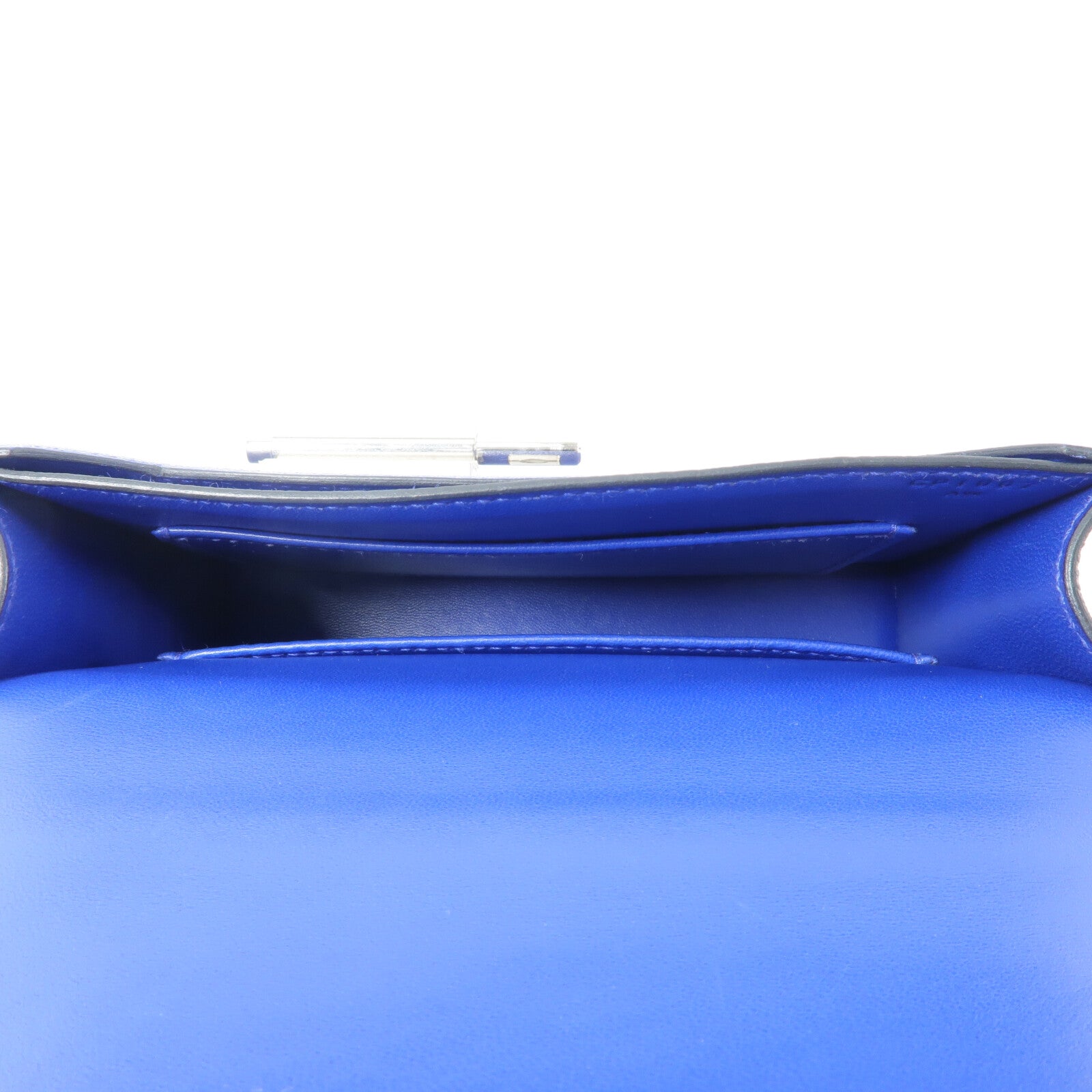 HERMES Chevre皮革Verrou Mini鏈帶肩背袋Bleu Electrique