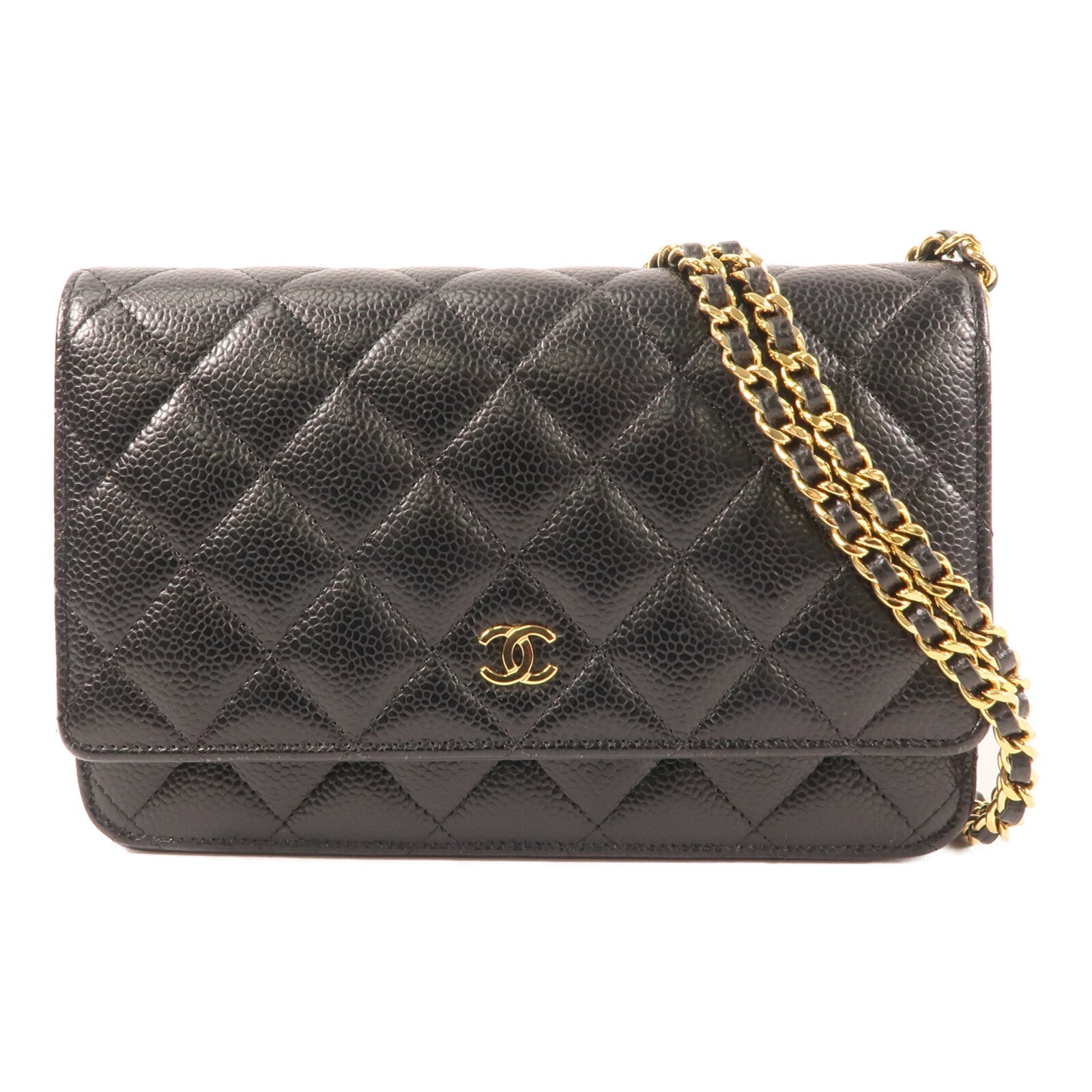 CHANEL 牛皮皮革Wallet On Chain金扣鏈帶肩背袋