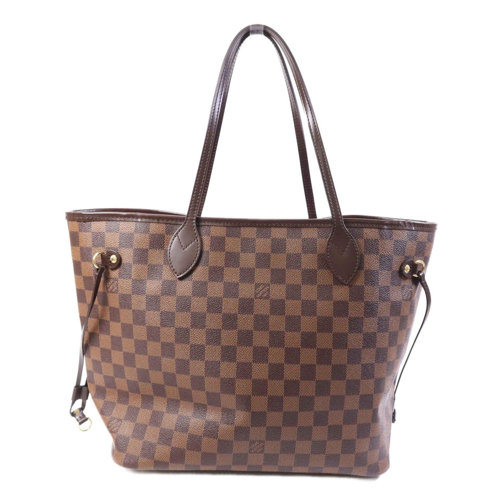 LOUIS VUITTON Damier Neverfull MM金扣手挽袋
