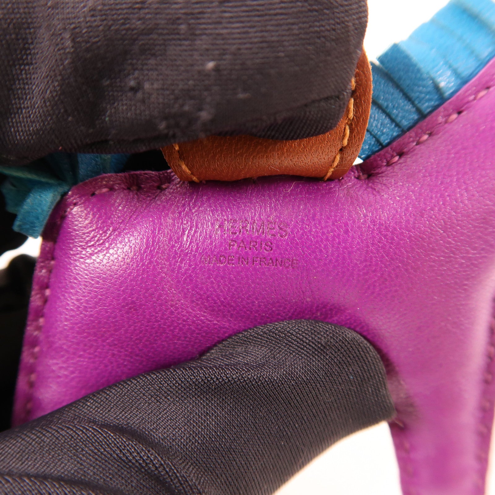 HERMES Swift皮革Rodeo PM掛飾Purple/Brown