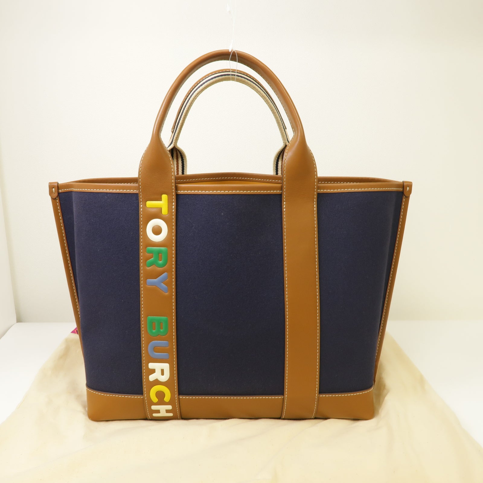 Tory Burch 帆布Tote Bag金扣手挽袋深藍色