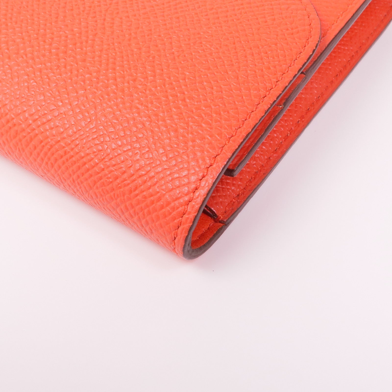 HERMES Epsom皮革Constance Slim Wallet銀扣錢包Rouge Tomato