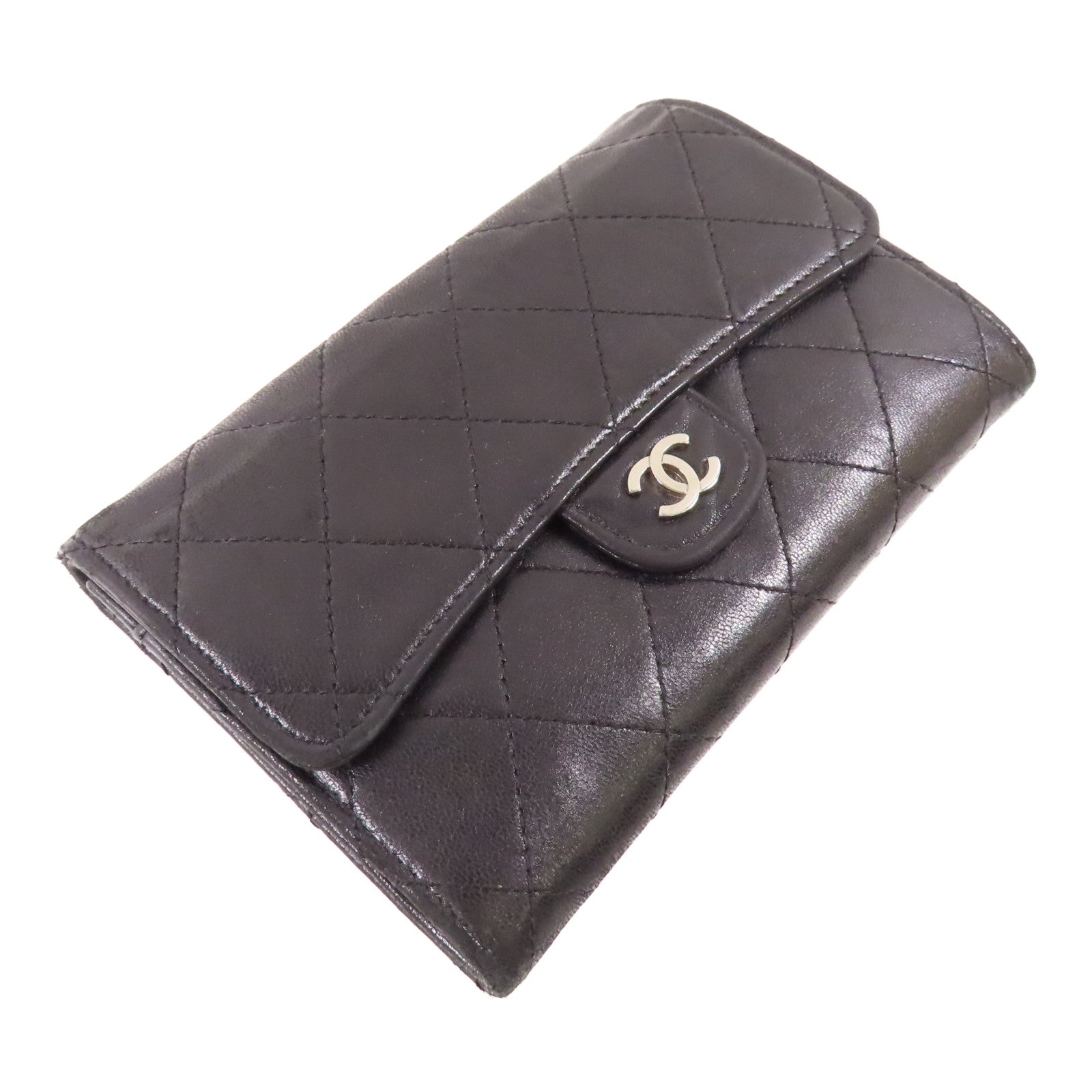 CHANEL 羊皮皮革Wallet銀扣錢包