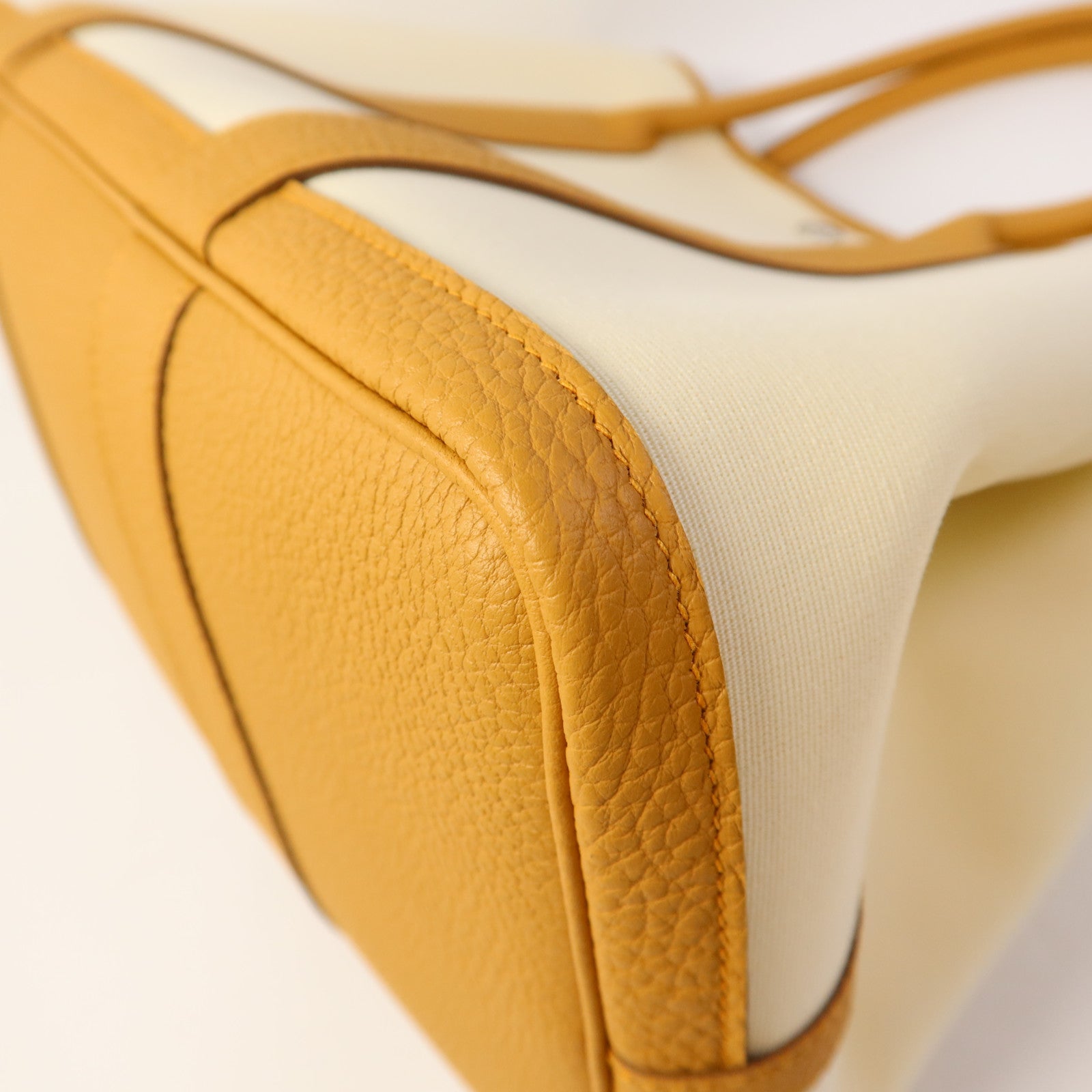 HERMES 帆布/皮革Garden Party PM銀扣手挽袋