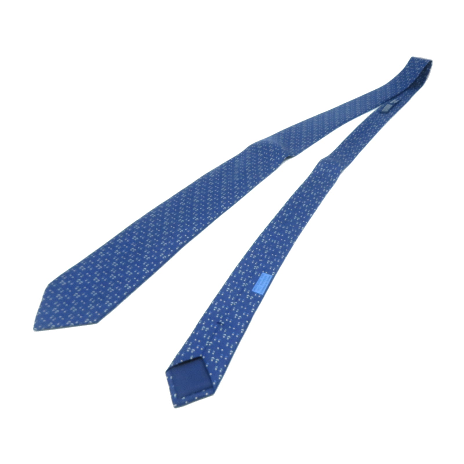 HERMES 【激減優惠】絲質Necktie領帶藍色/白色