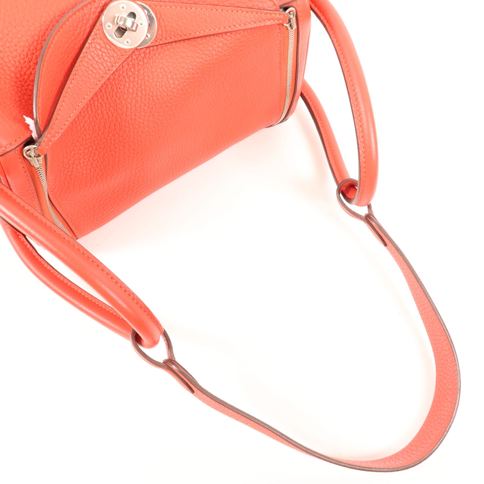 HERMES Clemence皮革Lindy 26銀扣手挽肩背兩用袋Rose Jaipur
