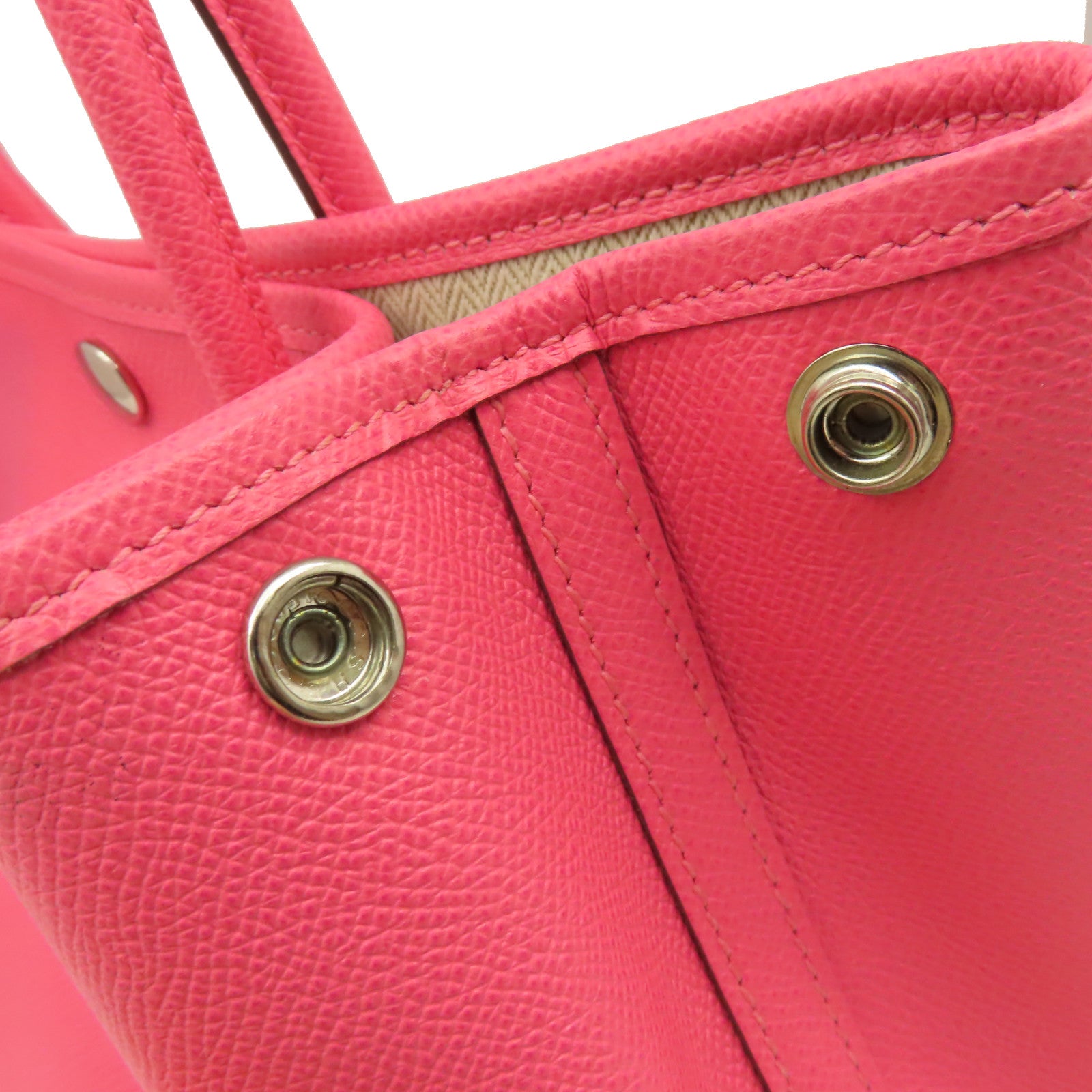 HERMES Epsom皮革Garden Party TPM Tote Bag 銀扣手挽袋Rose Azalee/杜鵑粉色