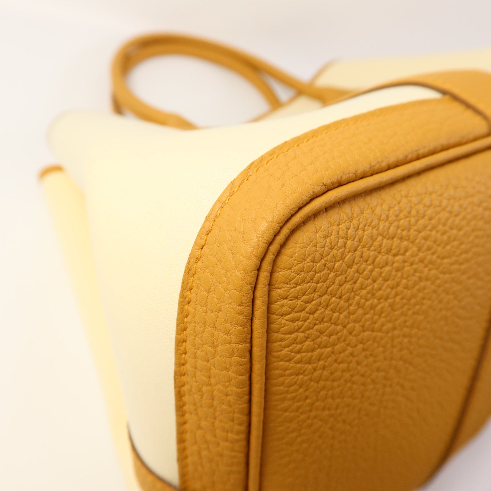 HERMES 帆布/皮革Garden Party PM銀扣手挽袋