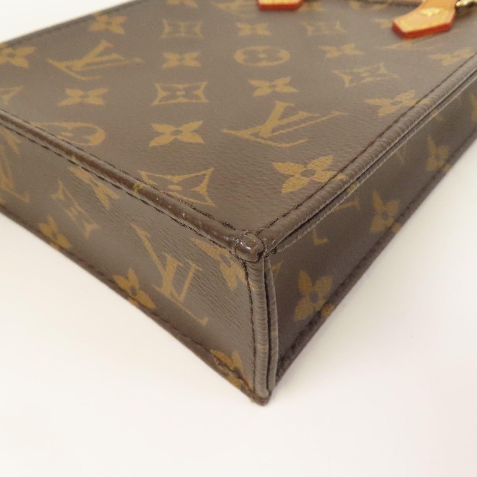 LOUIS VUITTON Monogram Petit Sac Plat金扣手挽肩背兩用袋棕色