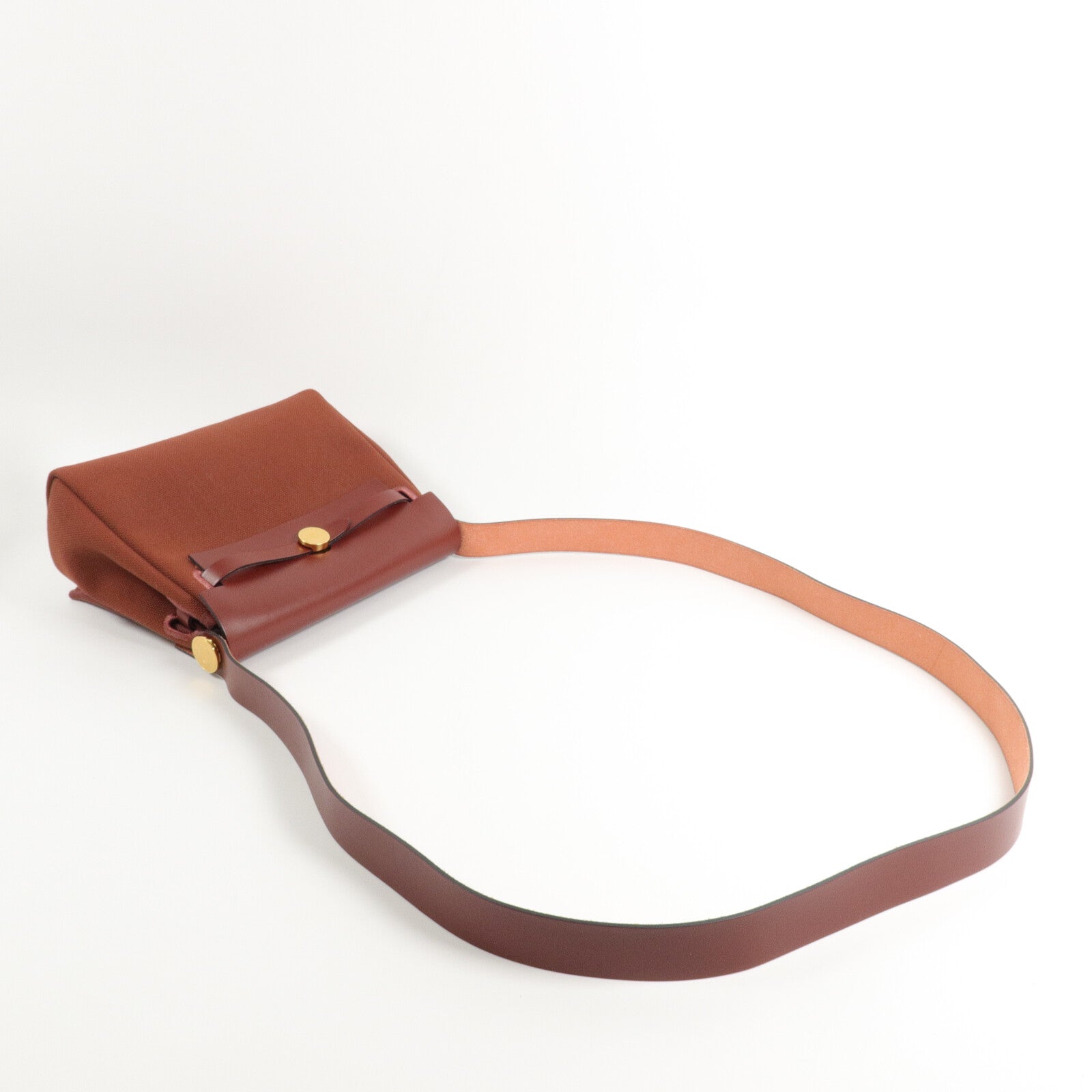 HERMES 帆布/皮革Mini Herbag肩背袋Rouge H