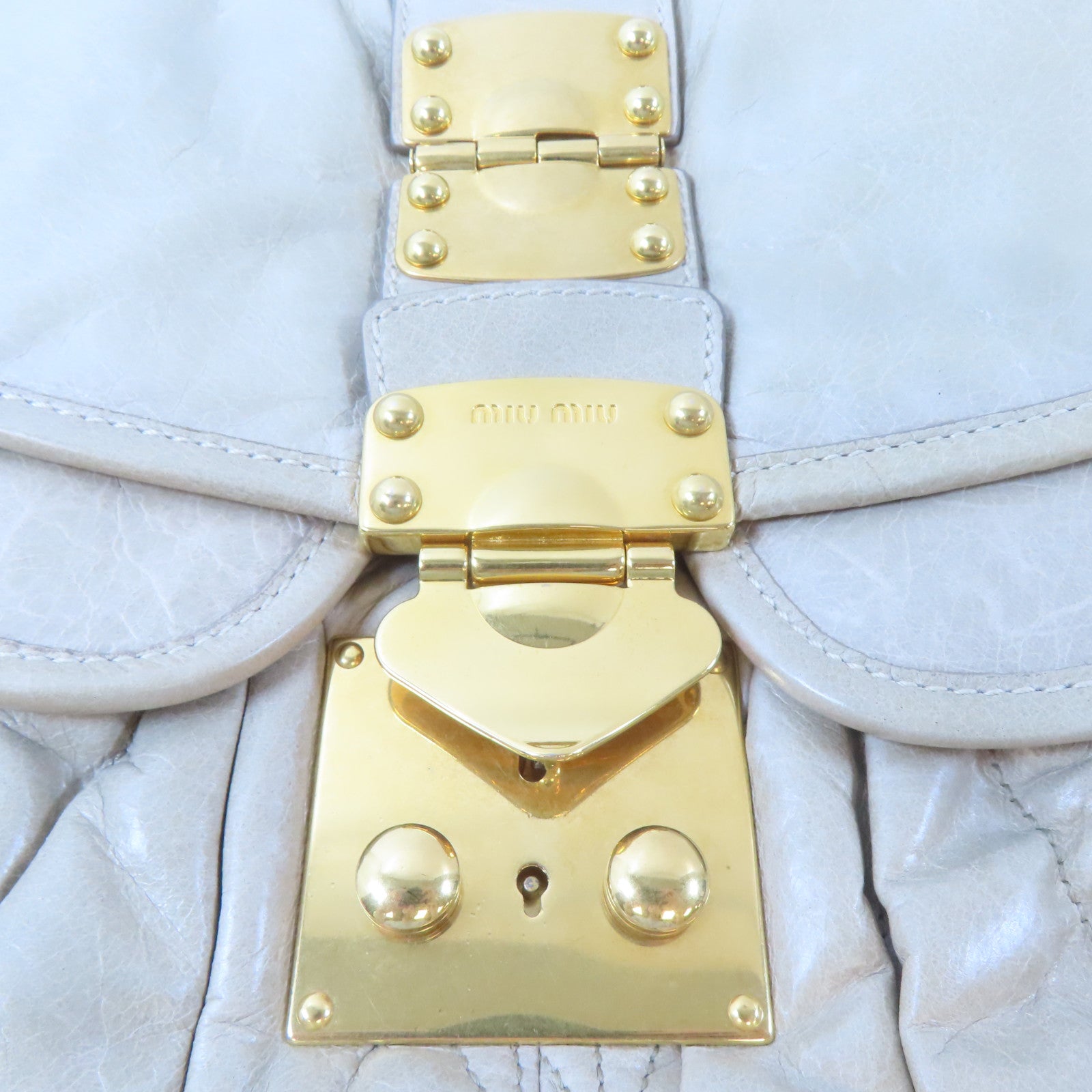 Miu Miu 牛皮皮革2 Way Shoulder Bag金扣手挽肩背兩用袋灰色