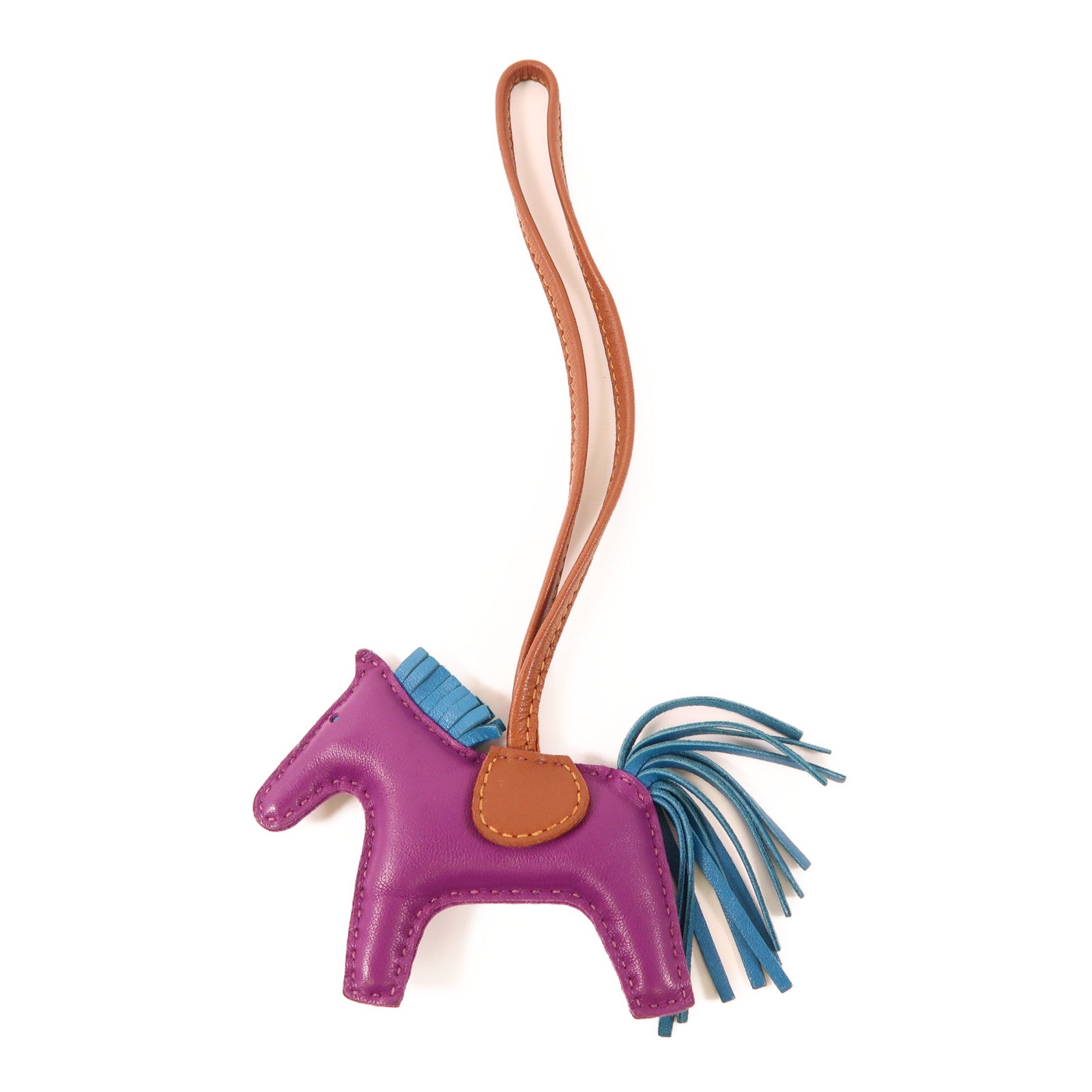 HERMES Swift皮革Rodeo PM掛飾Purple/Brown