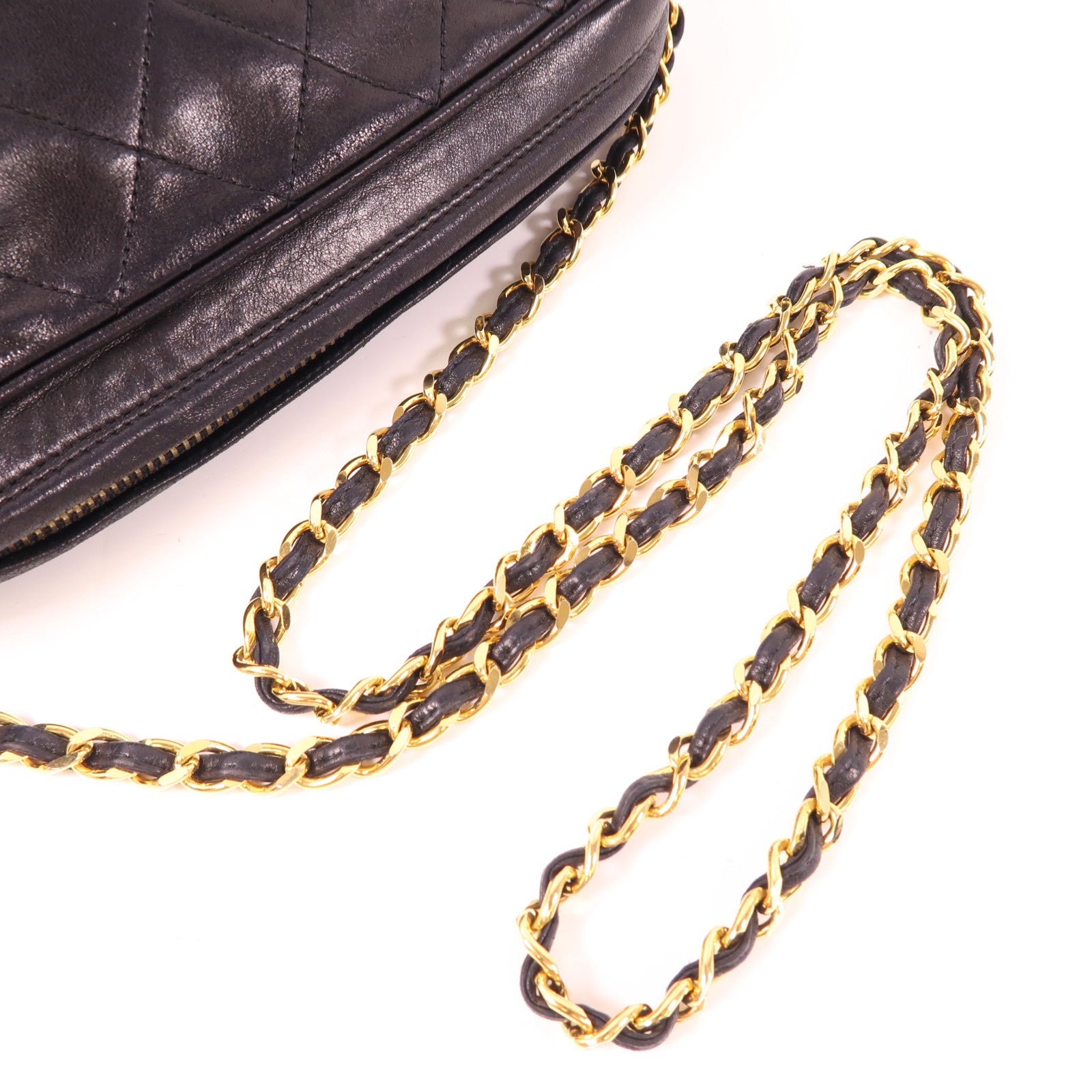 CHANEL 羊皮皮革Vintage Chain Shoulder金扣鏈帶肩背袋