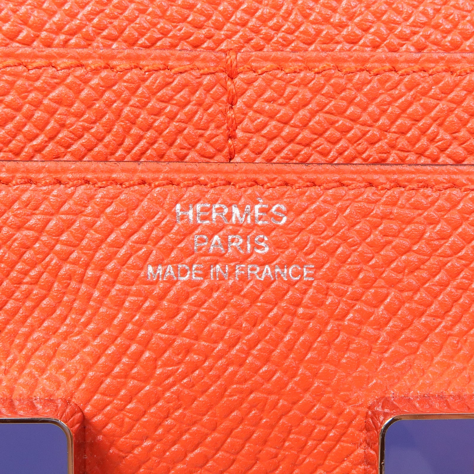 HERMES Epsom皮革Constance Slim Wallet銀扣錢包Rouge Tomato