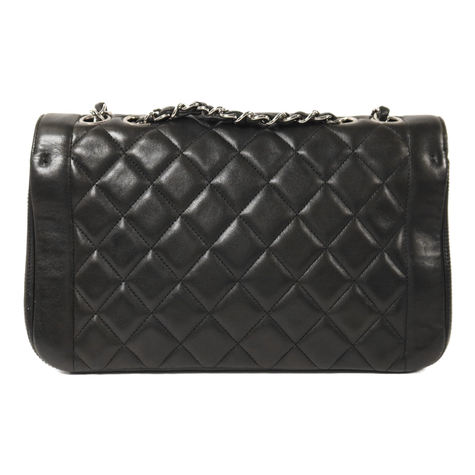 CHANEL 羊皮皮革Chain Shoulder銀扣鏈帶肩背袋