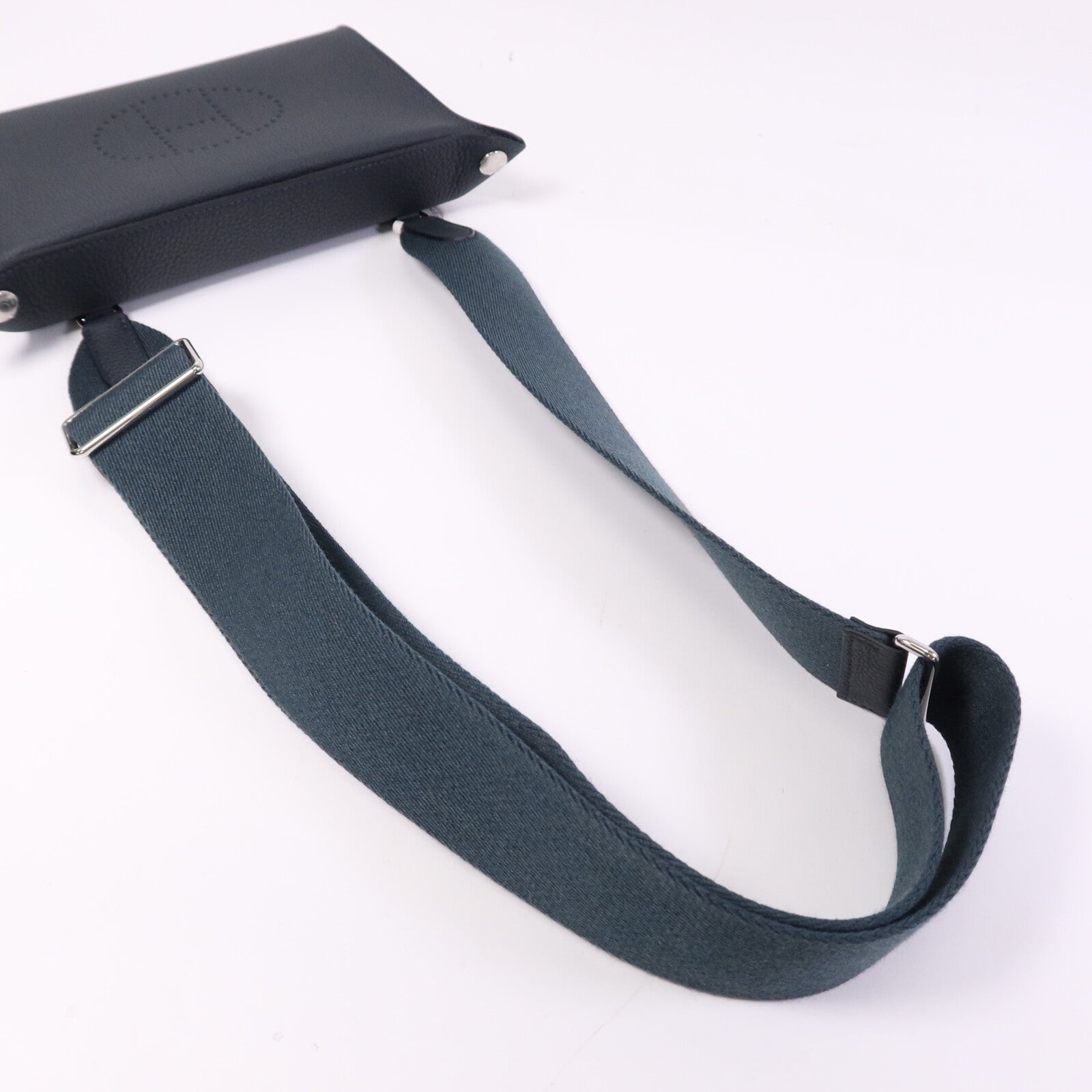 HERMES Togo皮革Videpoches Bag銀扣肩背袋Vert Cyprès