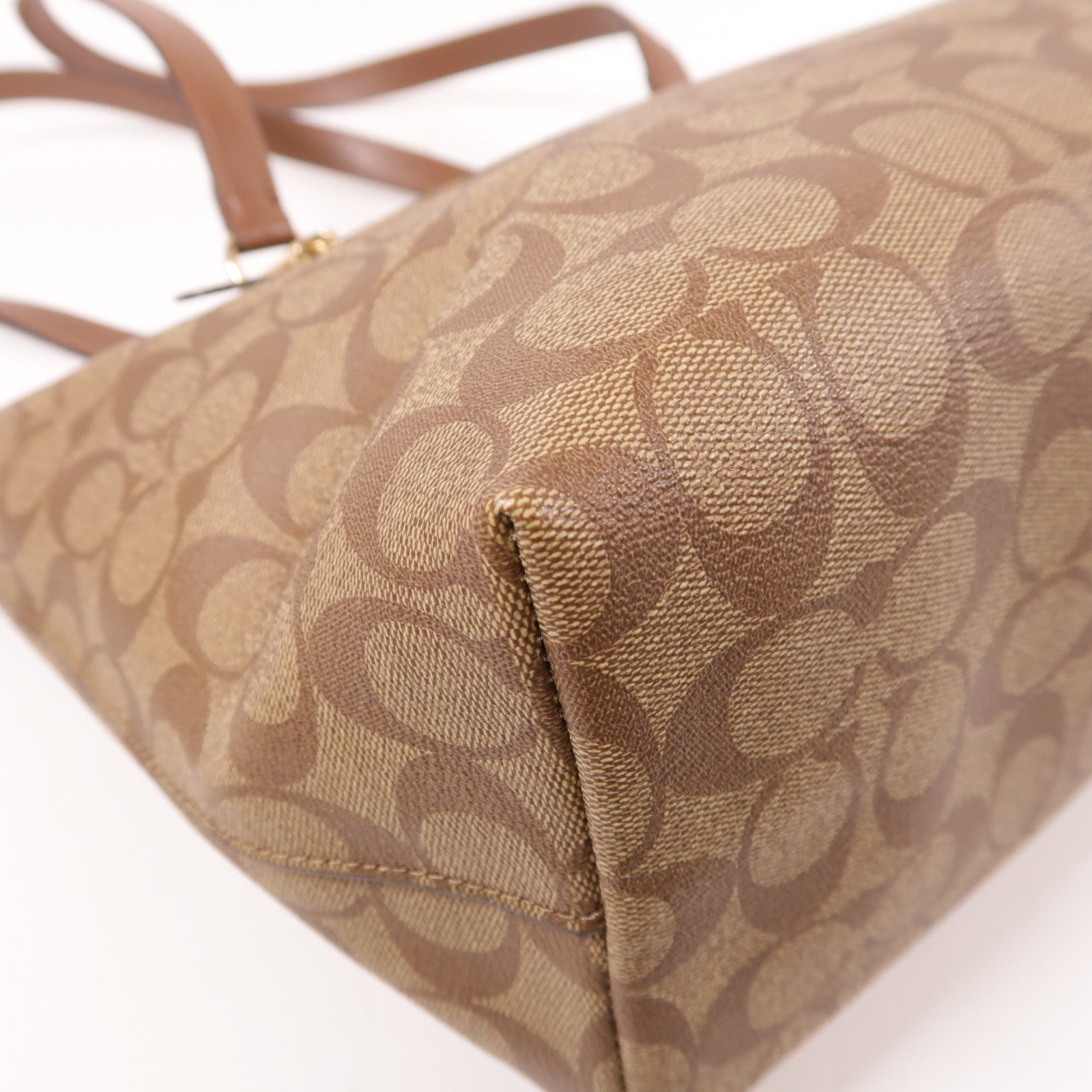 COACH 塗層帆布Tote Bag金扣肩背袋