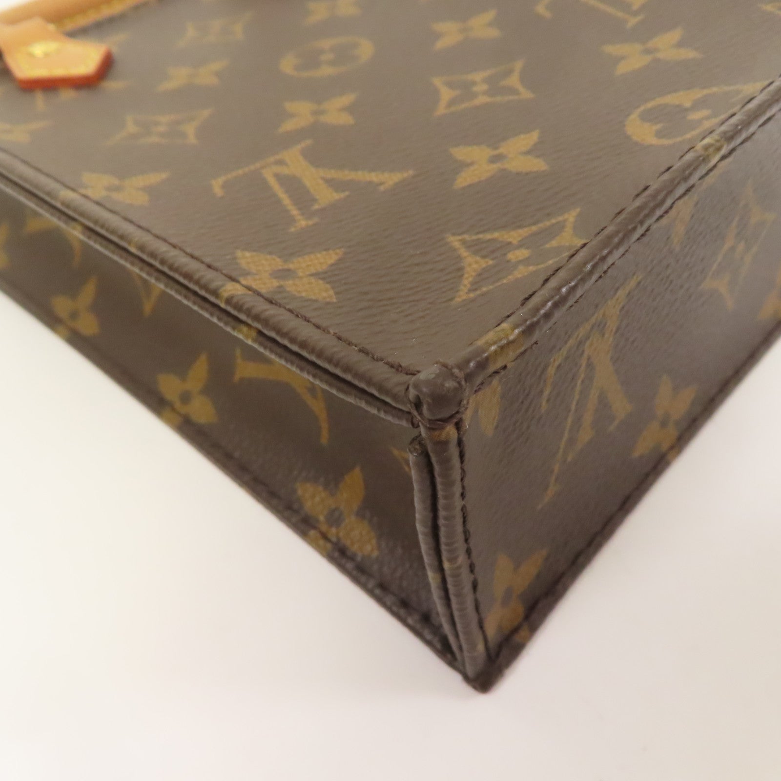 LOUIS VUITTON Monogram Petit Sac Plat金扣手挽肩背兩用袋棕色