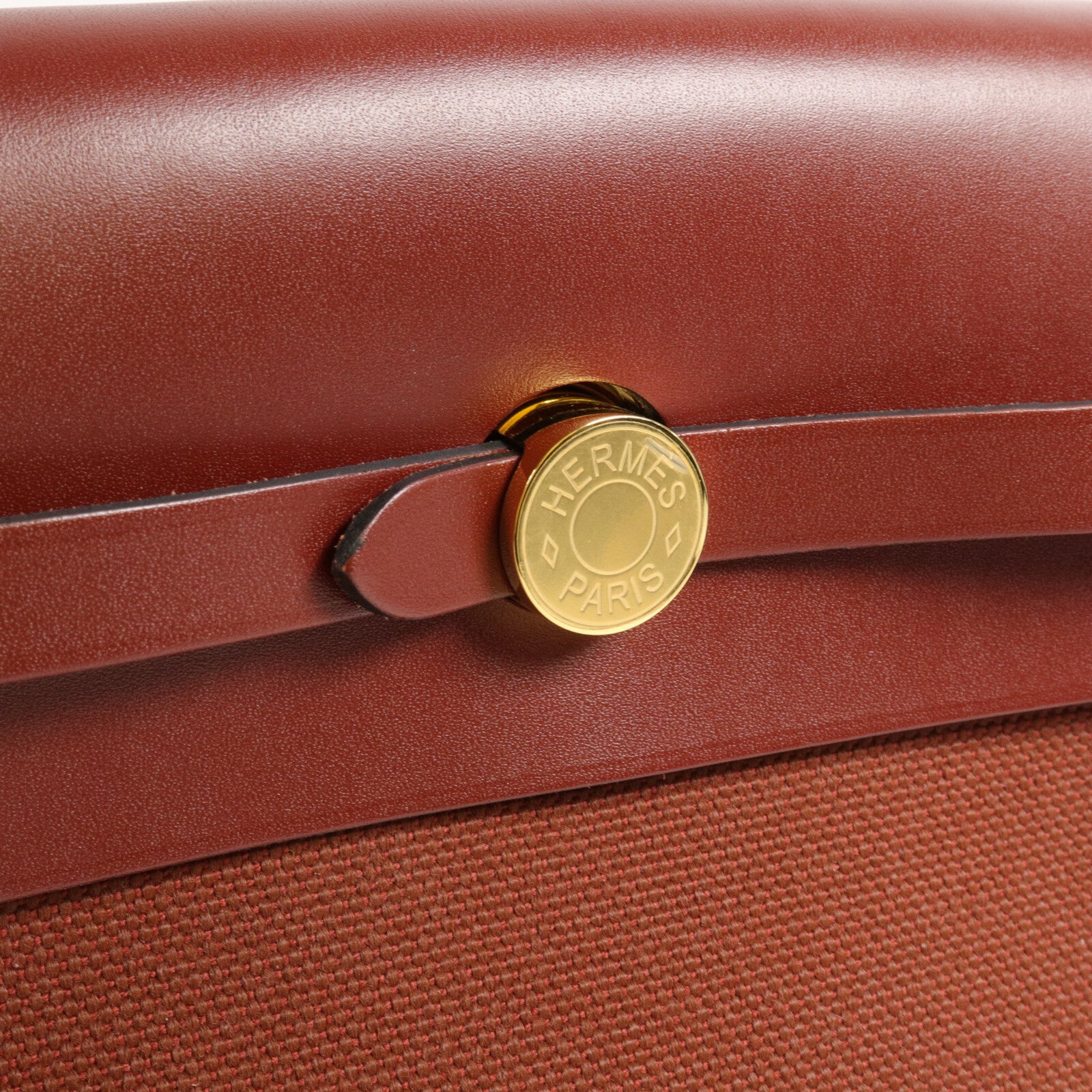HERMES 帆布/皮革Mini Herbag肩背袋Rouge H