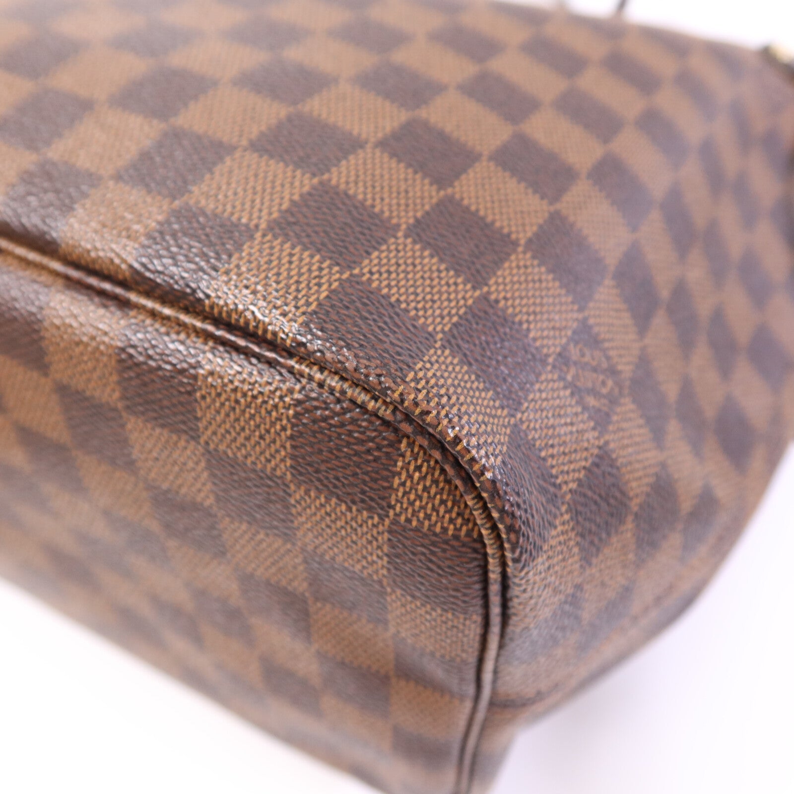 LOUIS VUITTON Damier Neverfull MM金扣手挽袋