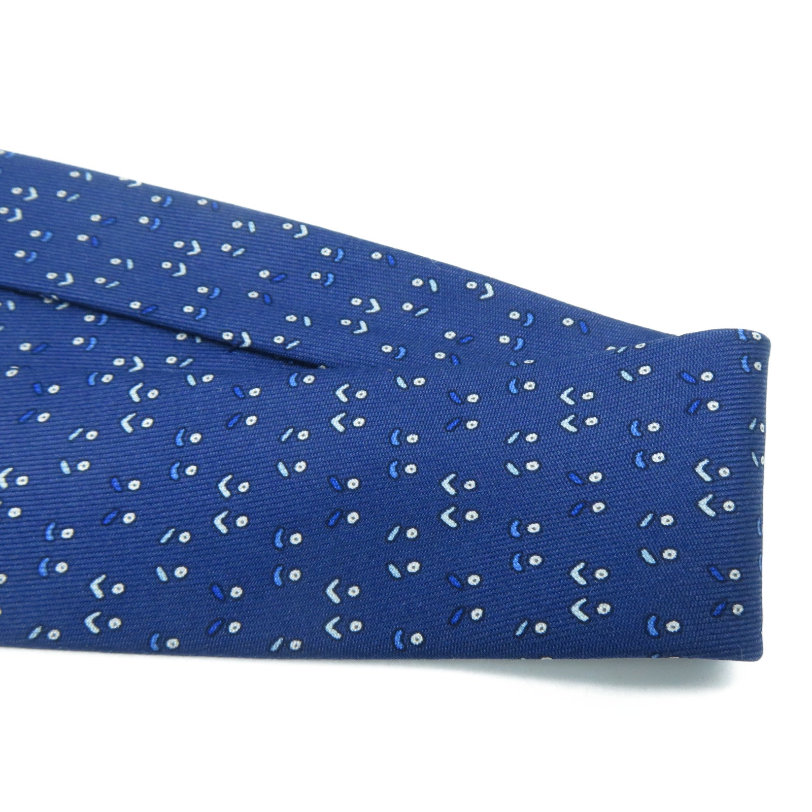 HERMES 【激減優惠】絲質Necktie領帶藍色/白色