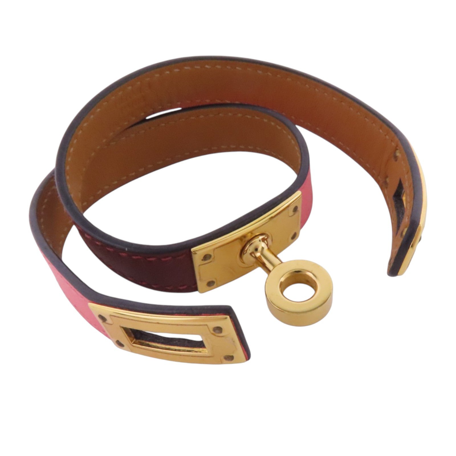 HERMES Swift皮革Double Tour Bracelet金扣手鏈