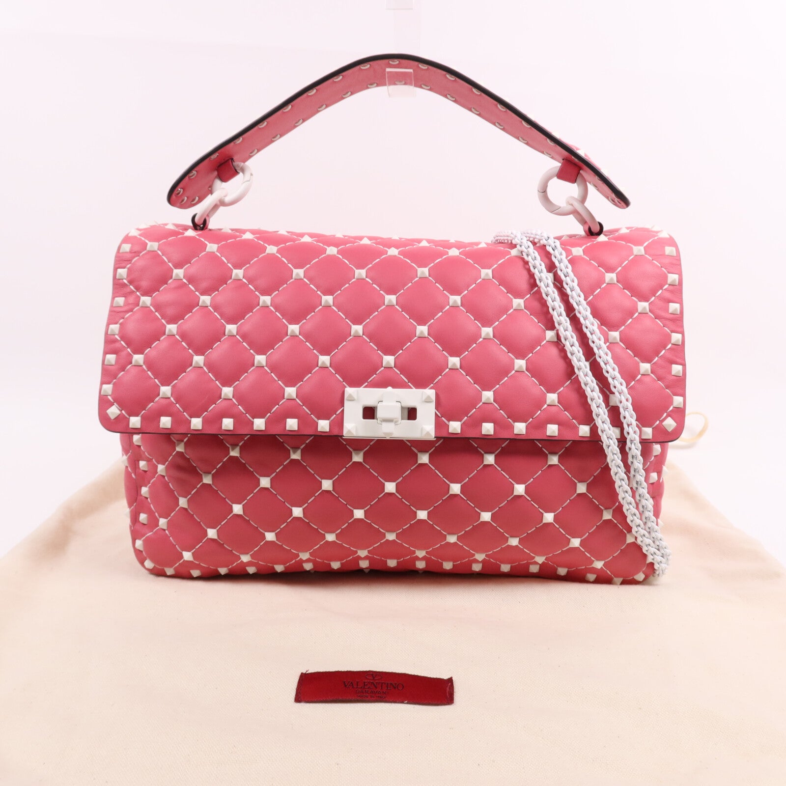 Valentino 牛皮皮革Rocktud Spike手挽肩背兩用袋