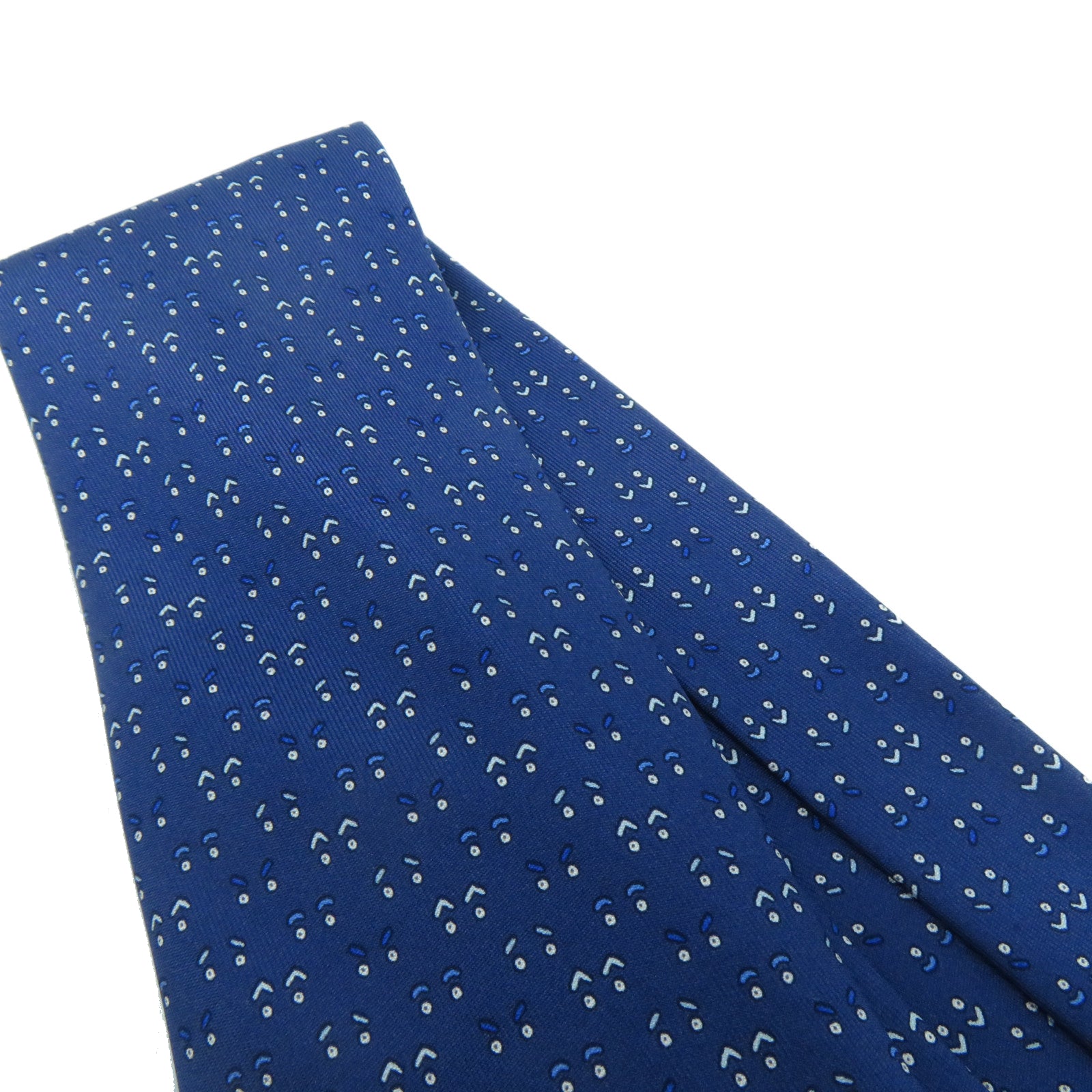 HERMES 【激減優惠】絲質Necktie領帶藍色/白色