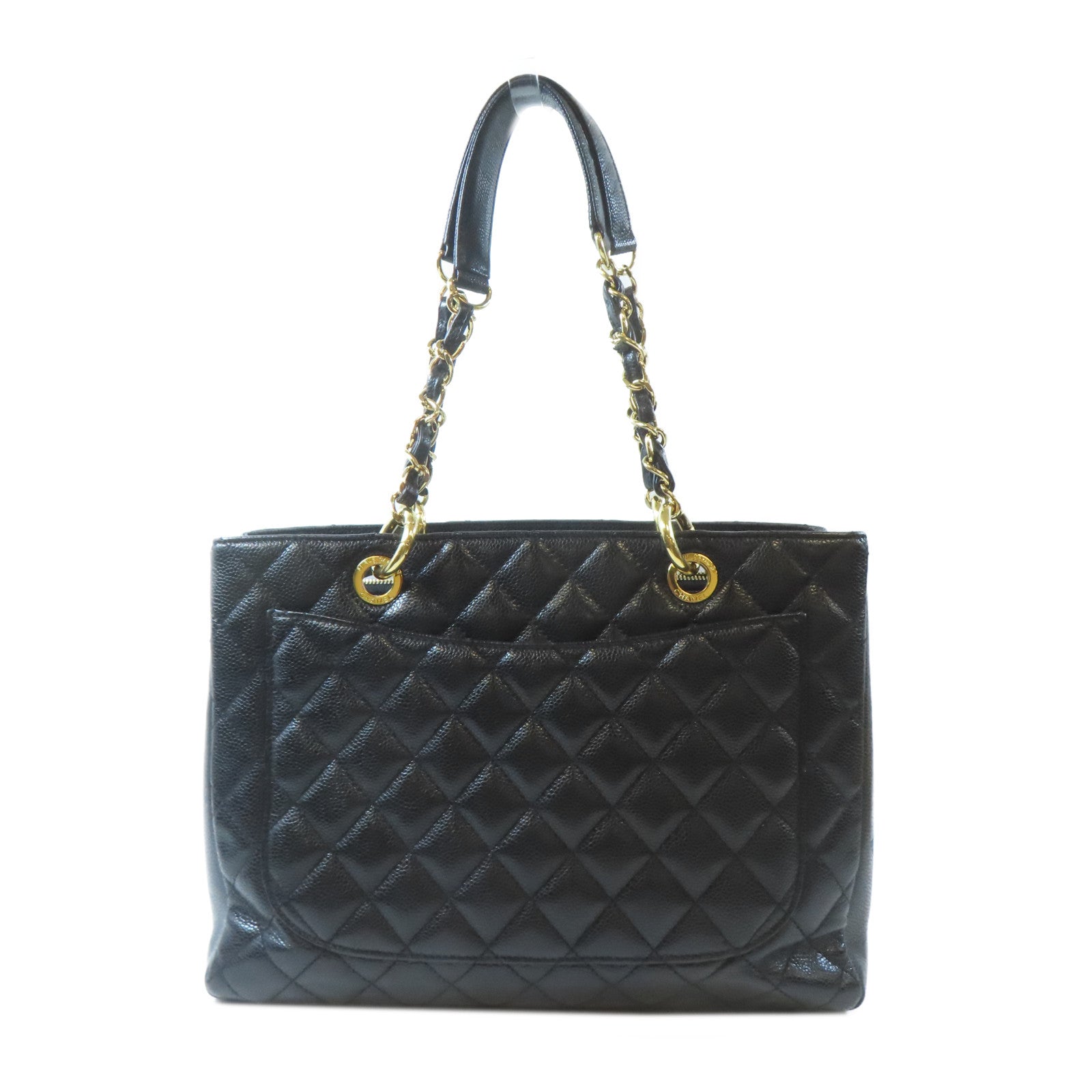 CHANEL 菱格Caviar皮革GST金扣手挽袋黑色