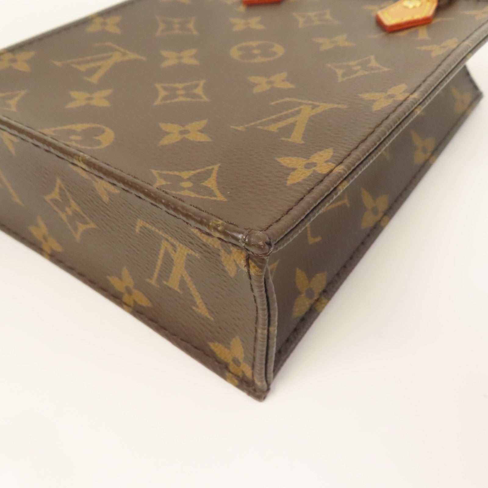 LOUIS VUITTON Monogram Petit Sac Plat金扣手挽肩背兩用袋棕色