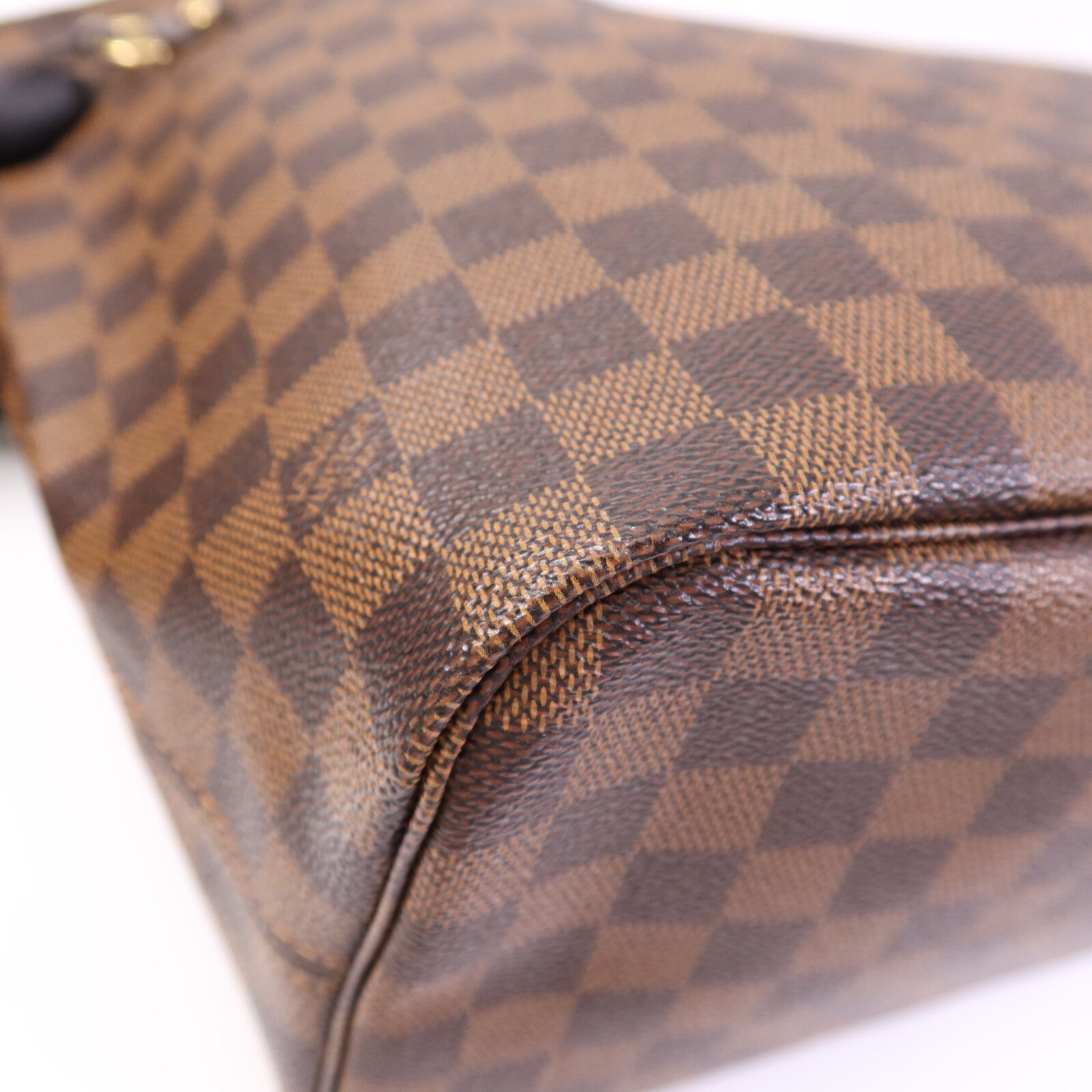 LOUIS VUITTON Damier Neverfull MM金扣手挽袋