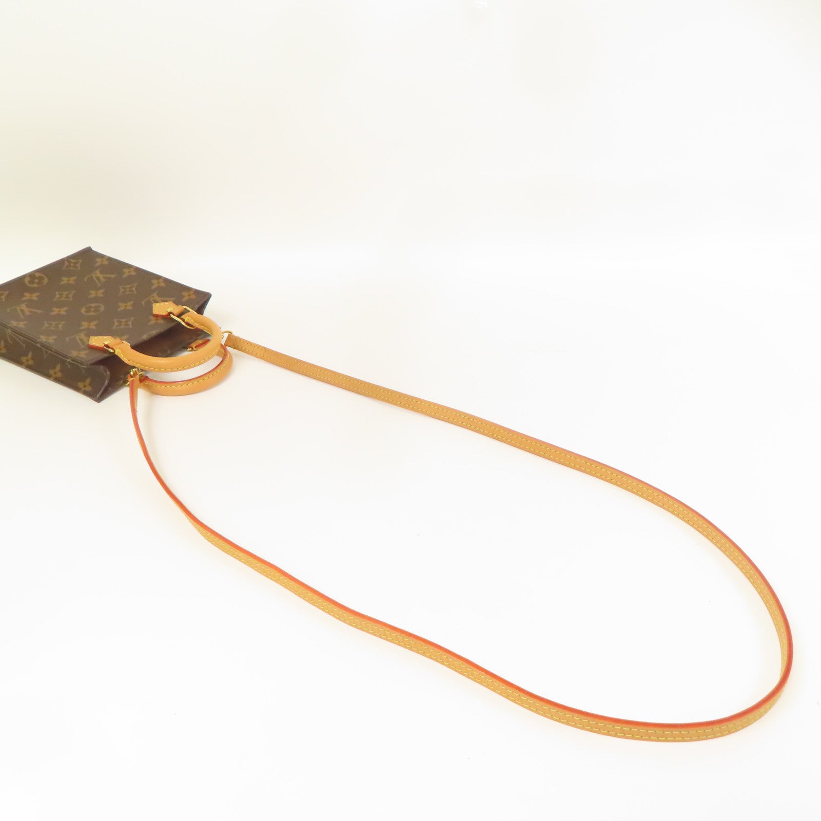 LOUIS VUITTON Monogram Petit Sac Plat金扣手挽肩背兩用袋棕色