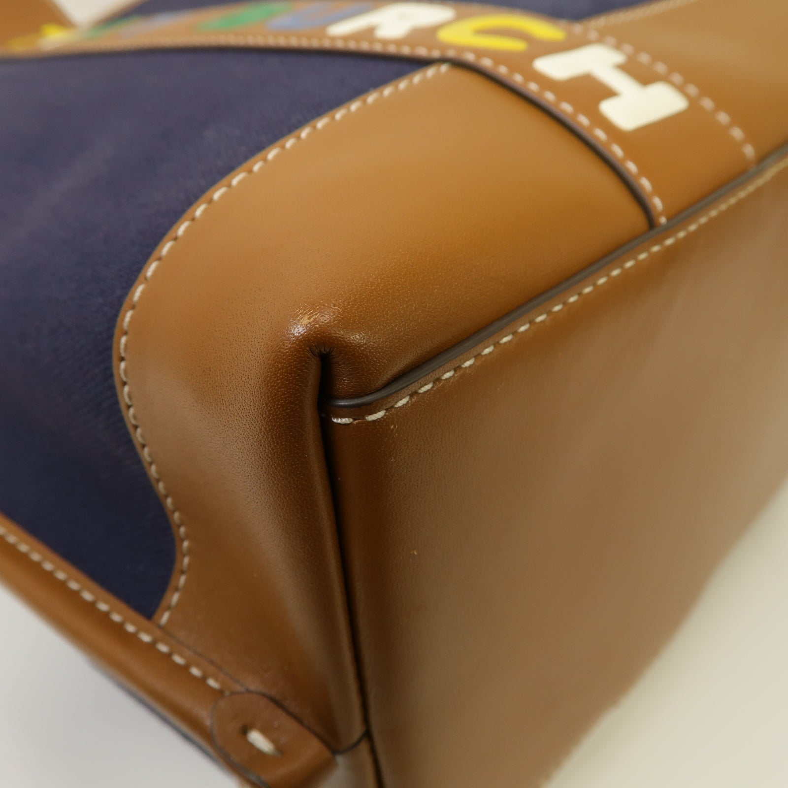 Tory Burch 帆布Tote Bag金扣手挽袋深藍色