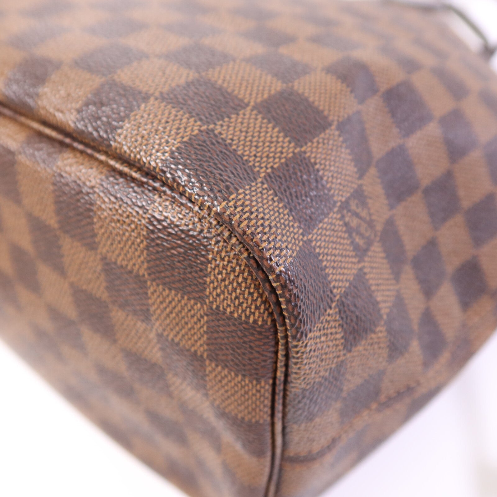 LOUIS VUITTON Damier Neverfull MM金扣手挽袋