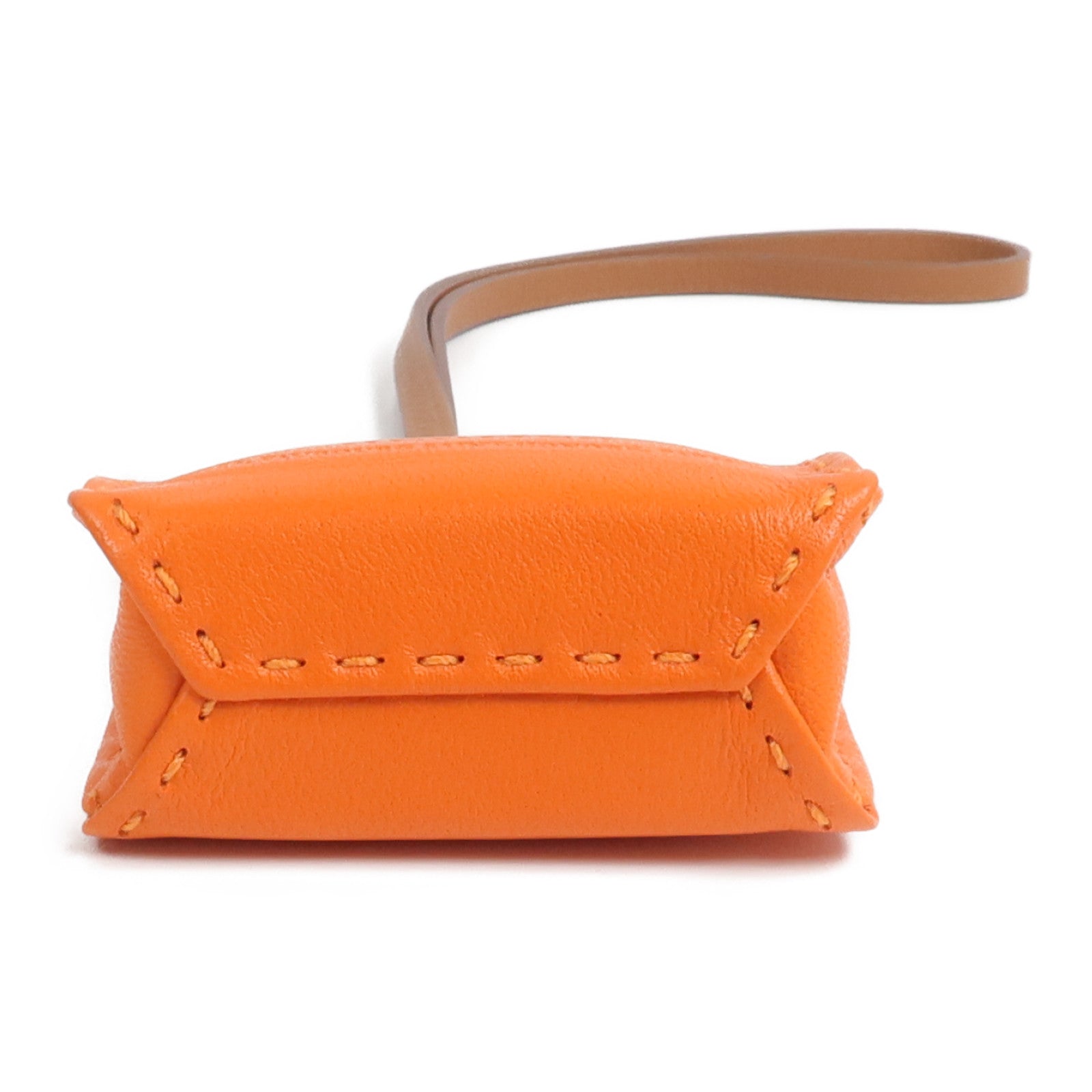 HERMES Milo皮革Sac Orange Bag Charm掛飾Orange