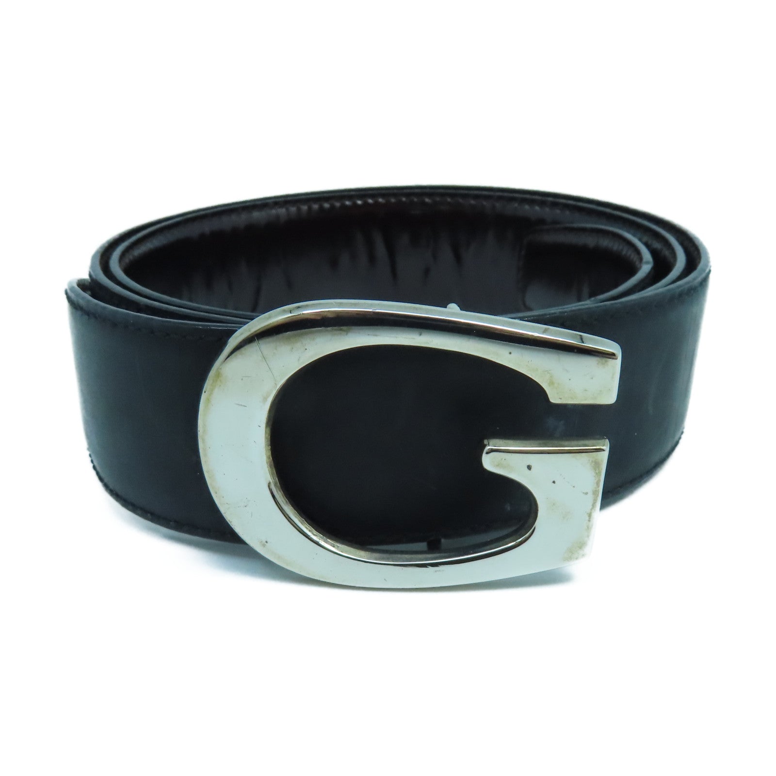 GUCCI 【激減優惠】牛皮皮革Belt銀扣皮帶黑色/啡色