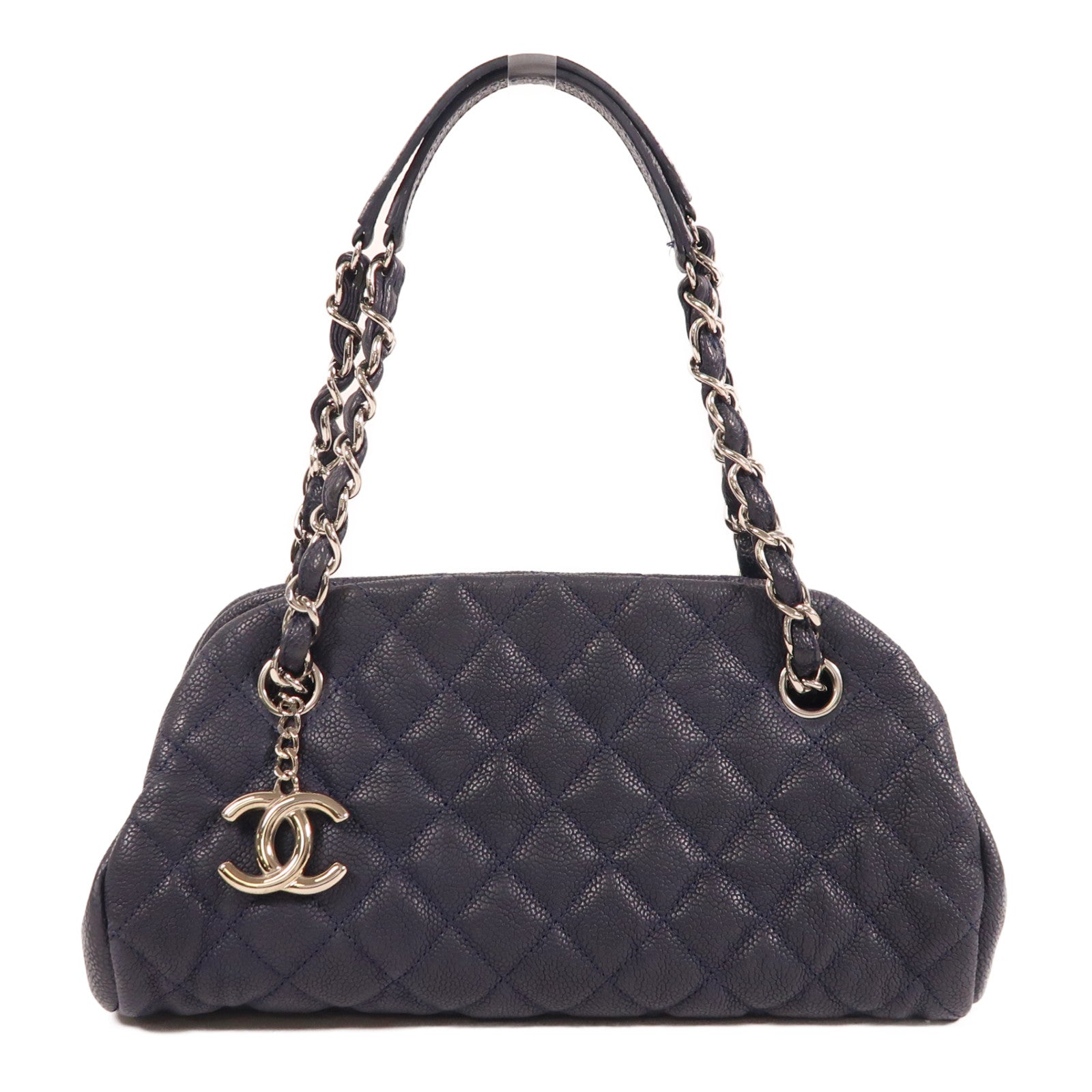 CHANEL 牛皮皮革Shoulder Bag銀扣鏈帶肩背袋