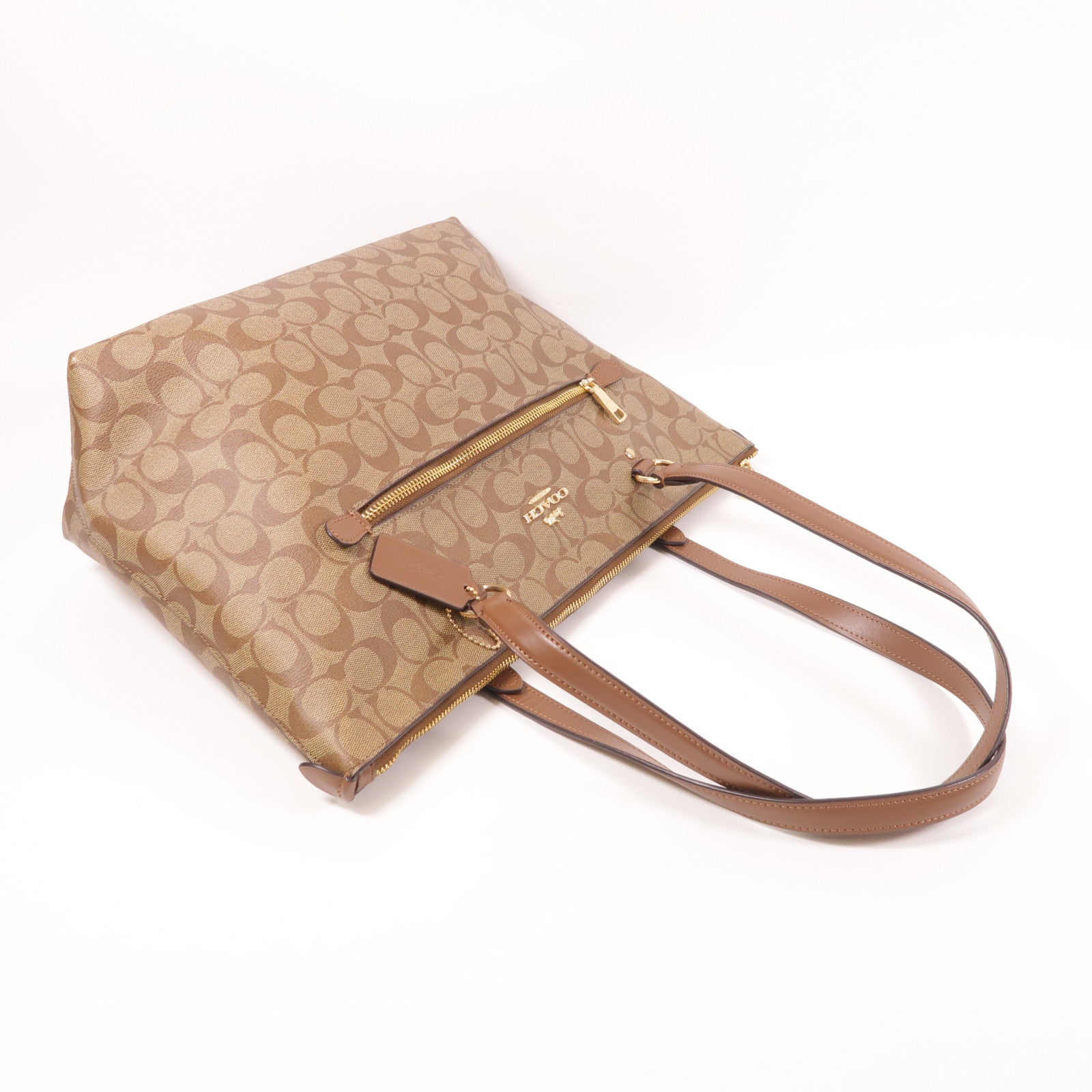 COACH 塗層帆布Tote Bag金扣肩背袋