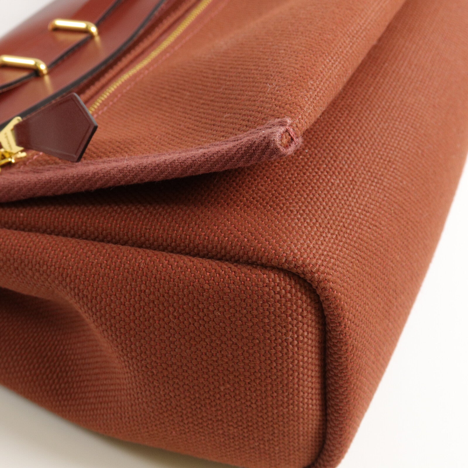 HERMES 帆布/皮革Mini Herbag肩背袋Rouge H