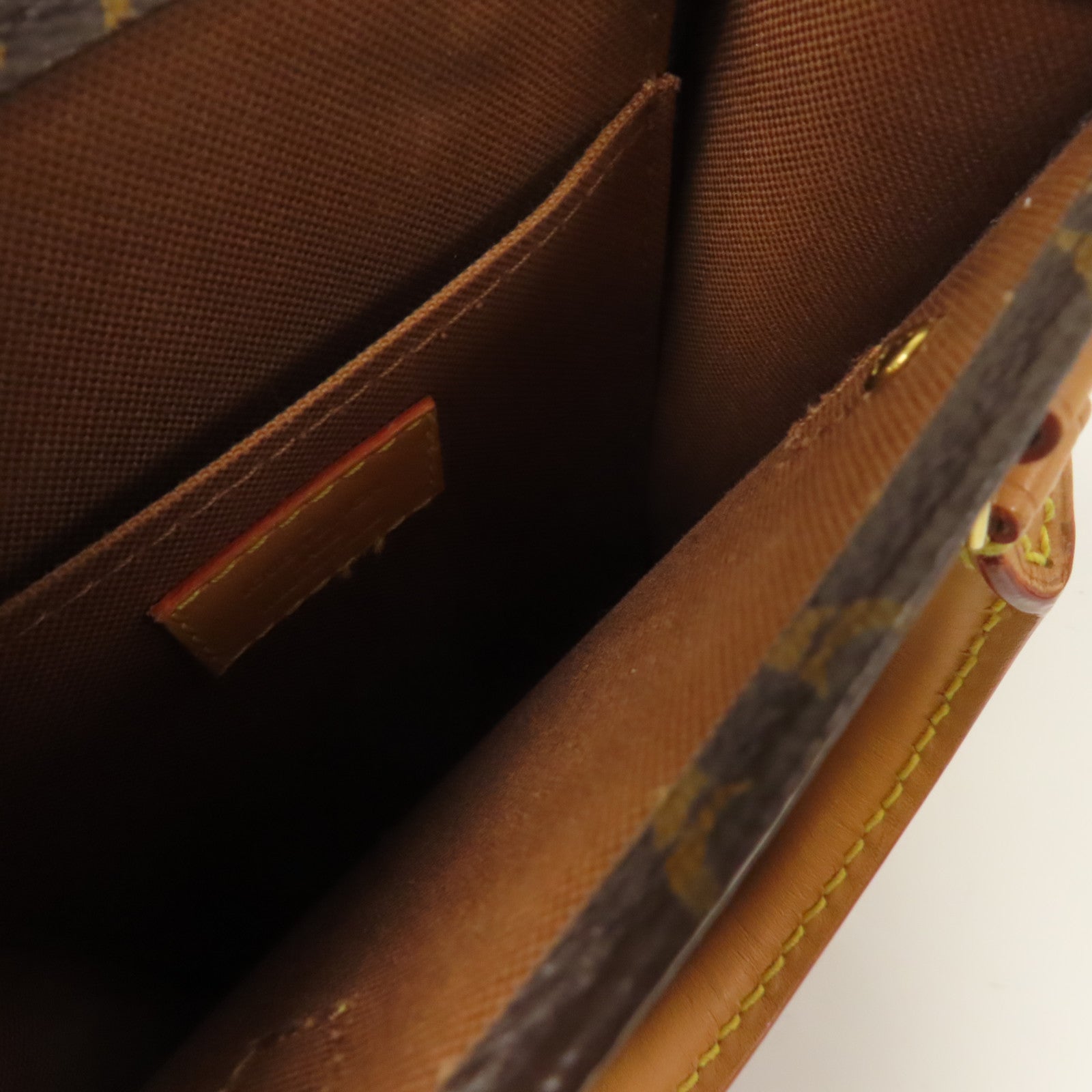 LOUIS VUITTON Monogram Petit Sac Plat金扣手挽肩背兩用袋棕色