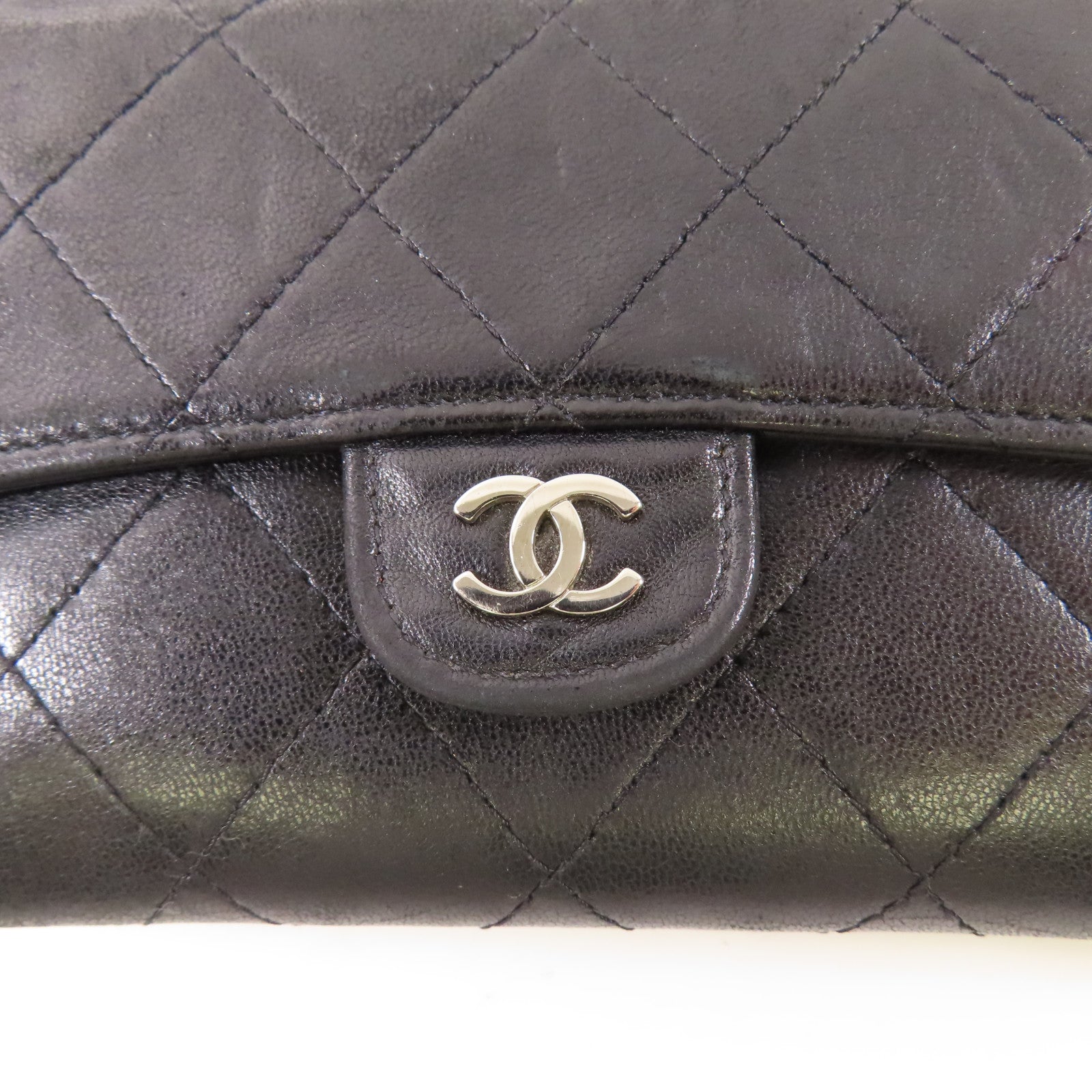 CHANEL 羊皮皮革Wallet銀扣錢包