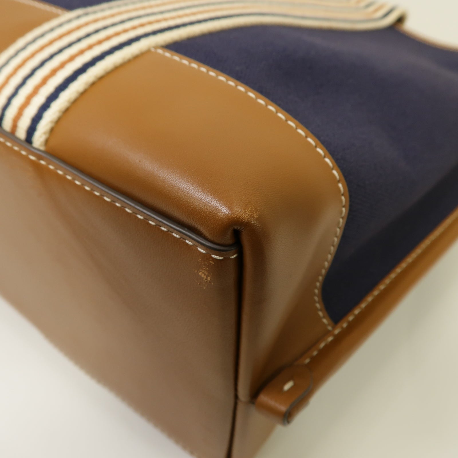 Tory Burch 帆布Tote Bag金扣手挽袋深藍色