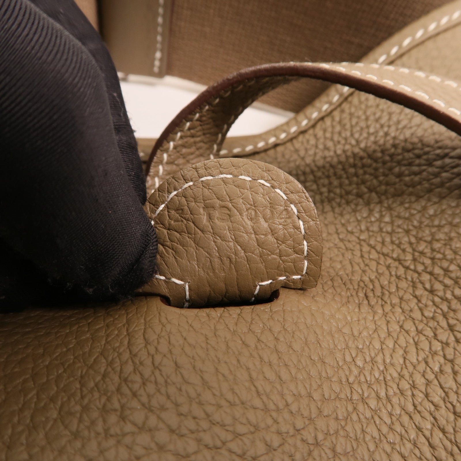HERMES Clemence皮革Evelyne PM銀扣肩背袋Etoupe